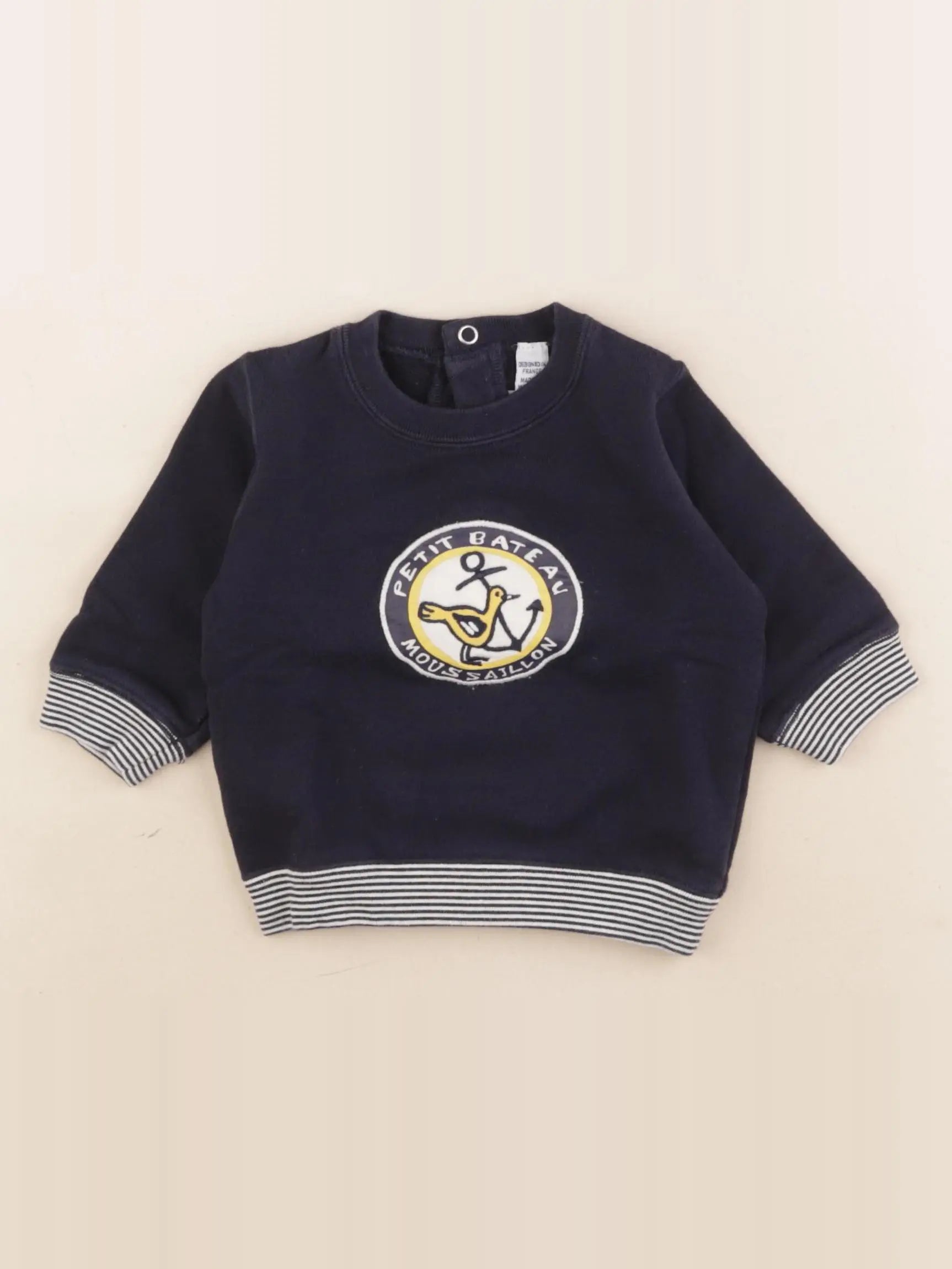 Petit Bateau - sweat bleu - 6 mois