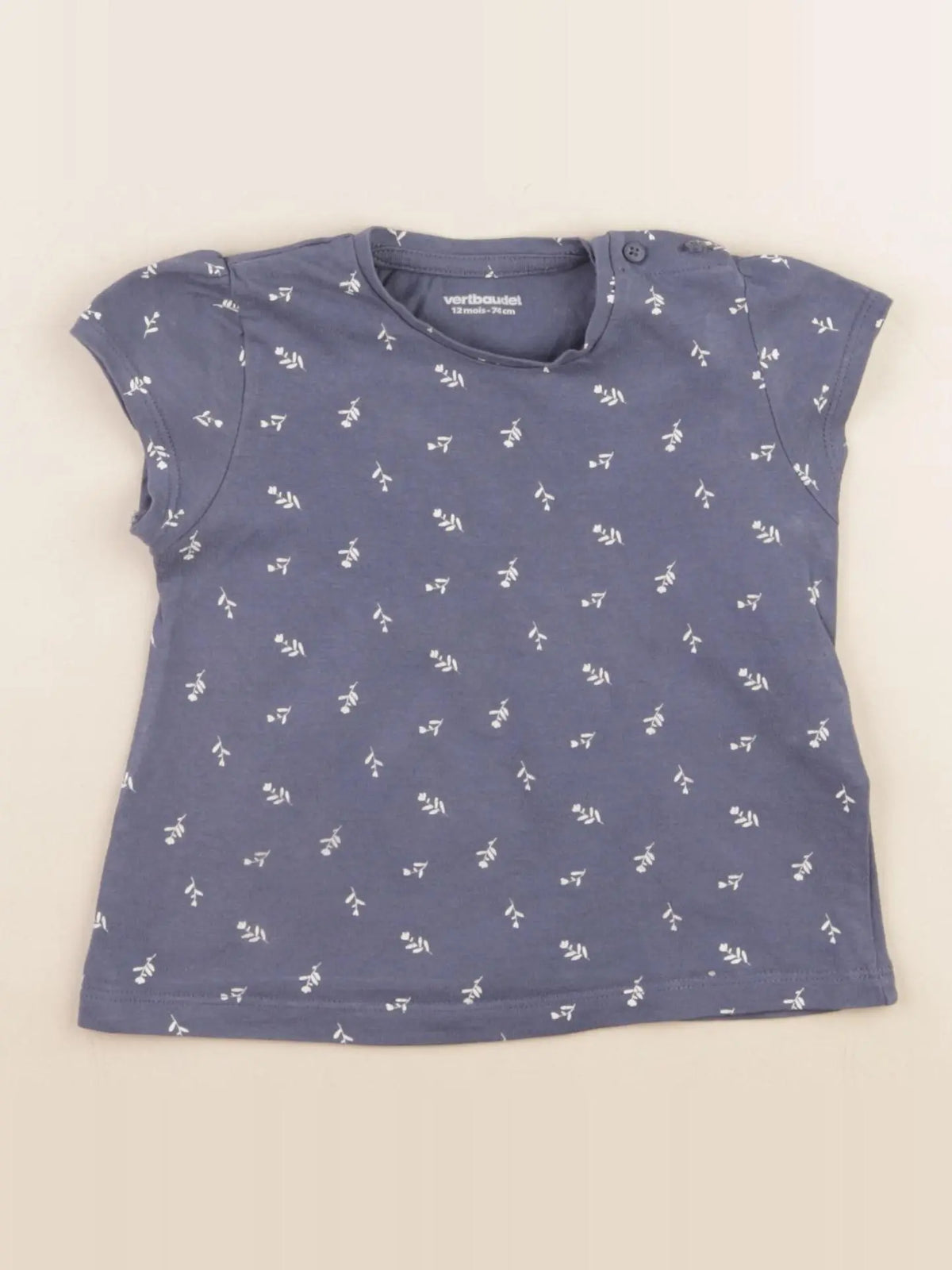 Vertbaudet - tee-shirt bleu - 12 mois