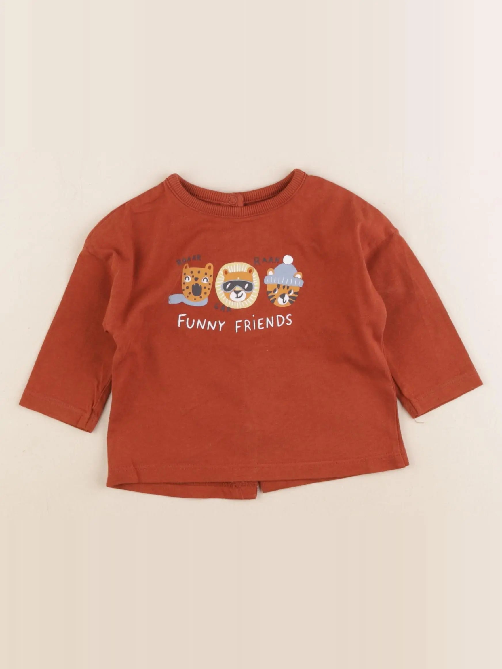 Vertbaudet - tee-shirt marron - 6 mois