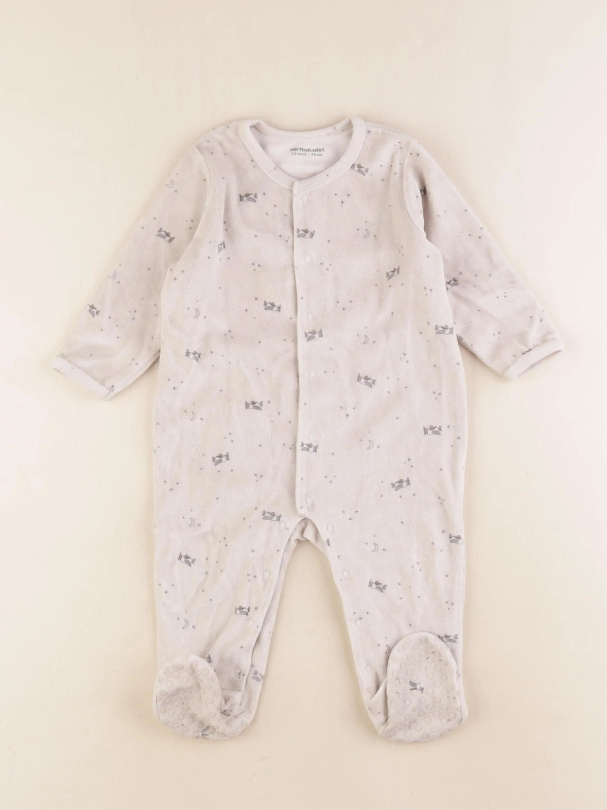 Vertbaudet - pyjama velours beige - 12 mois