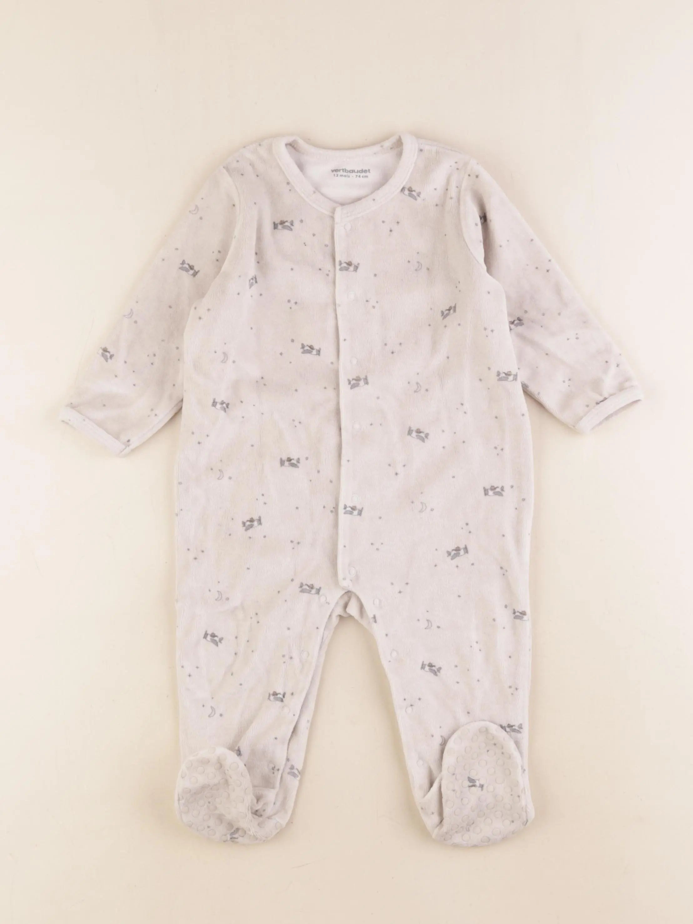 Vertbaudet - pyjama velours beige - 12 mois