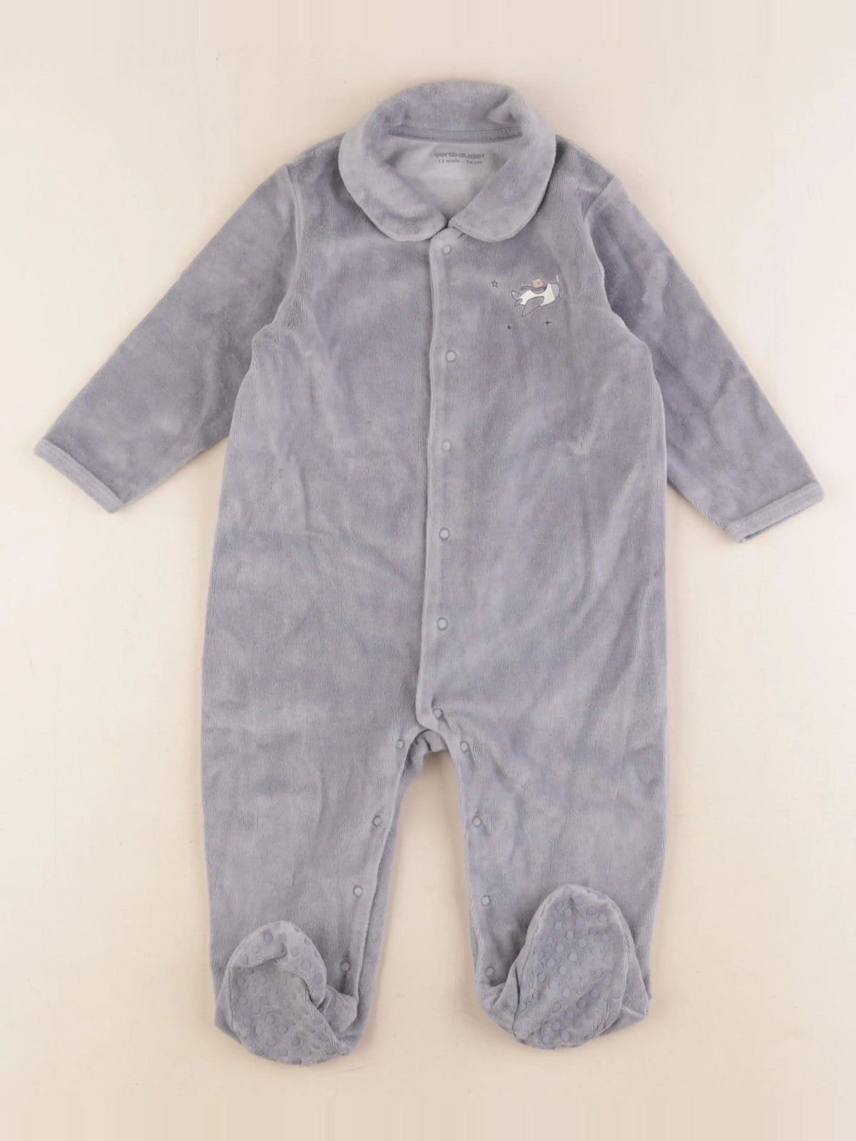 Vertbaudet - pyjama velours gris - 12 mois