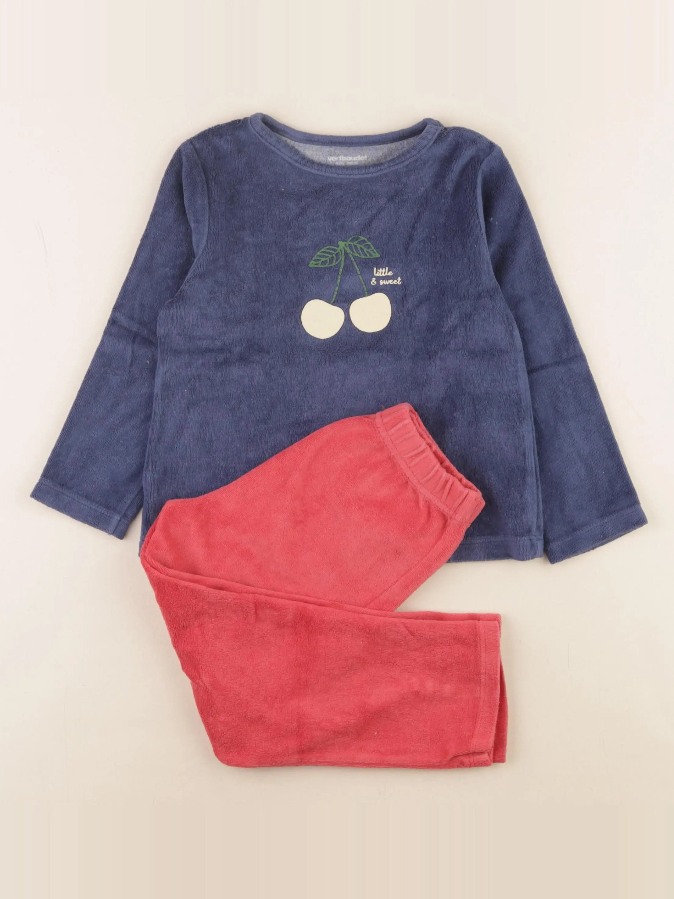 Vertbaudet - pyjama velours bleu, rouge - 4 ans