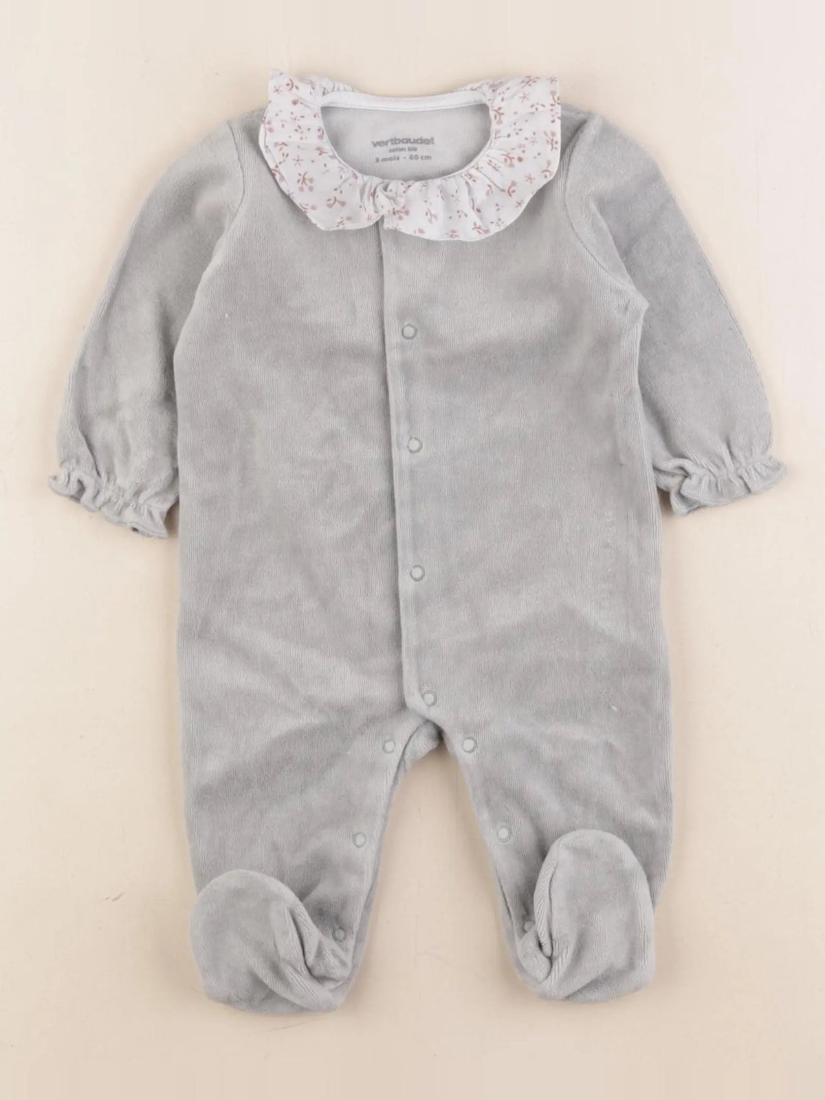 Vertbaudet - pyjama velours vert - 3 mois