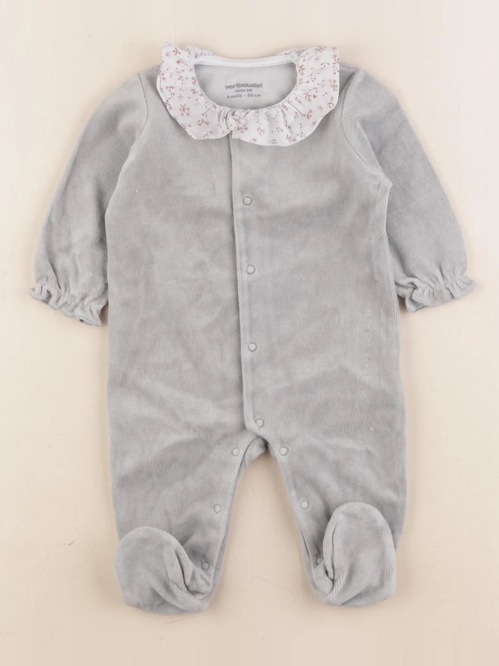 Vertbaudet - pyjama velours vert - 3 mois