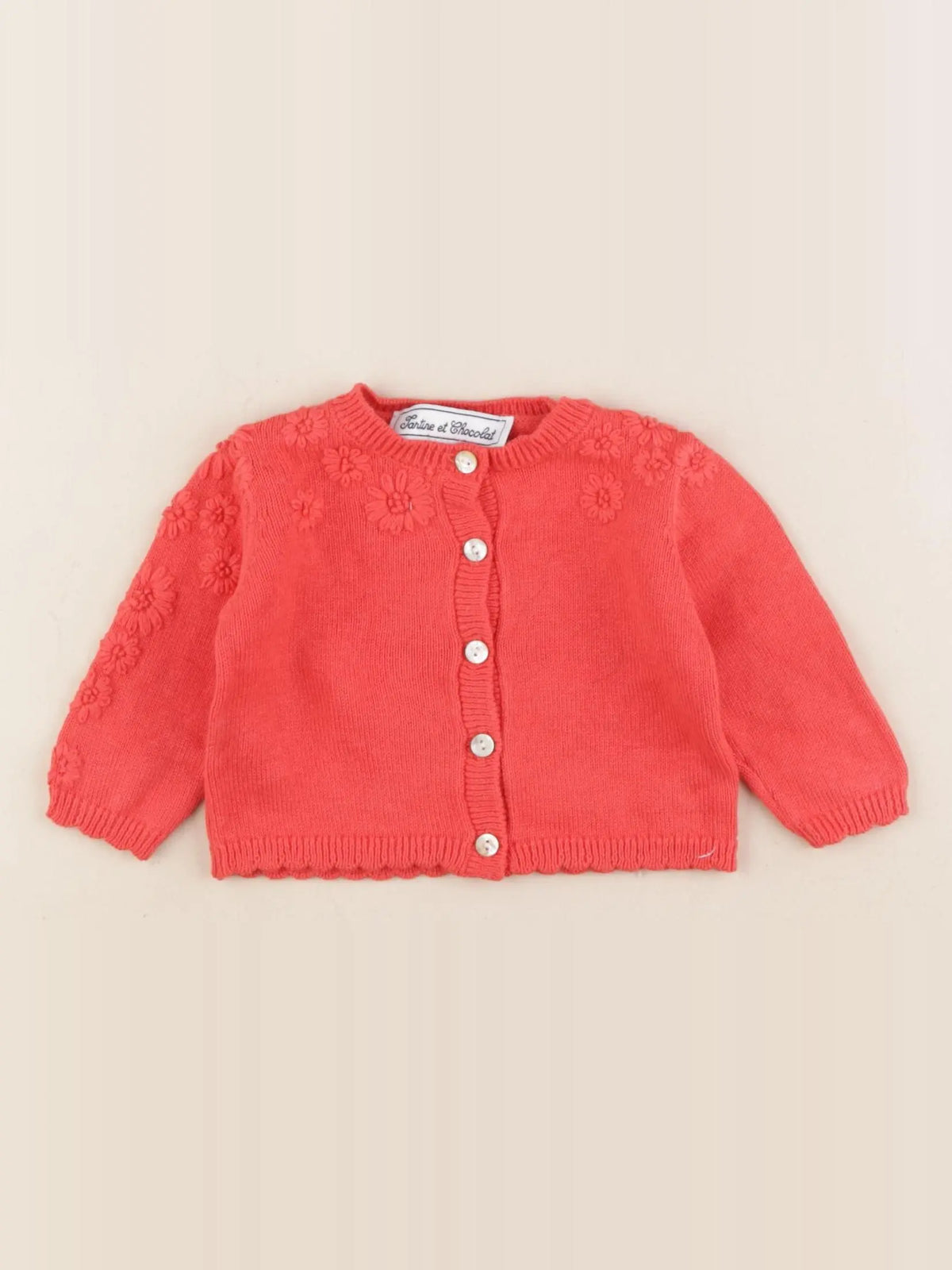Tartine & Chocolat - gilet velours rouge - 3 mois