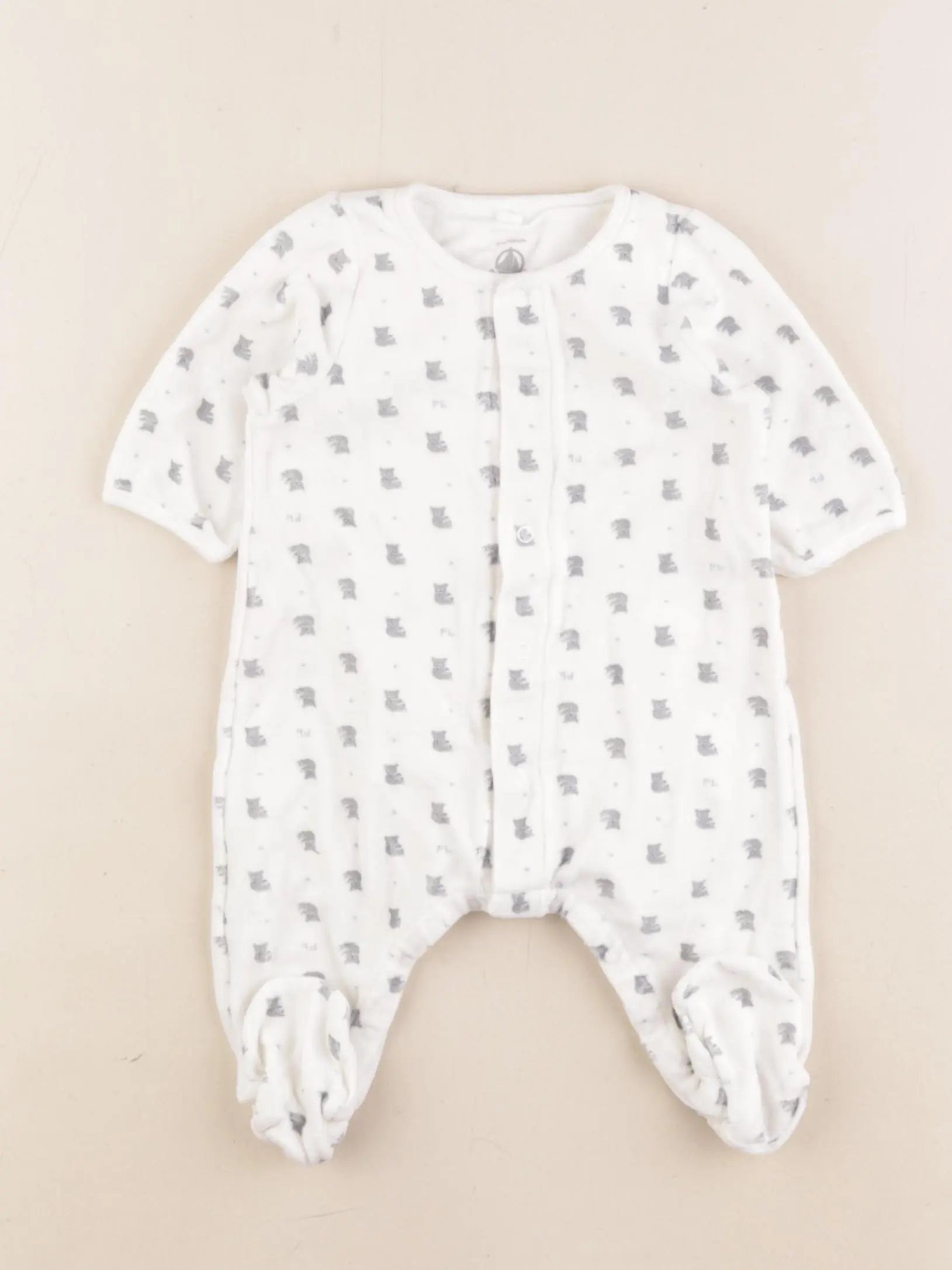 Petit Bateau - pyjama velours blanc - 3 mois