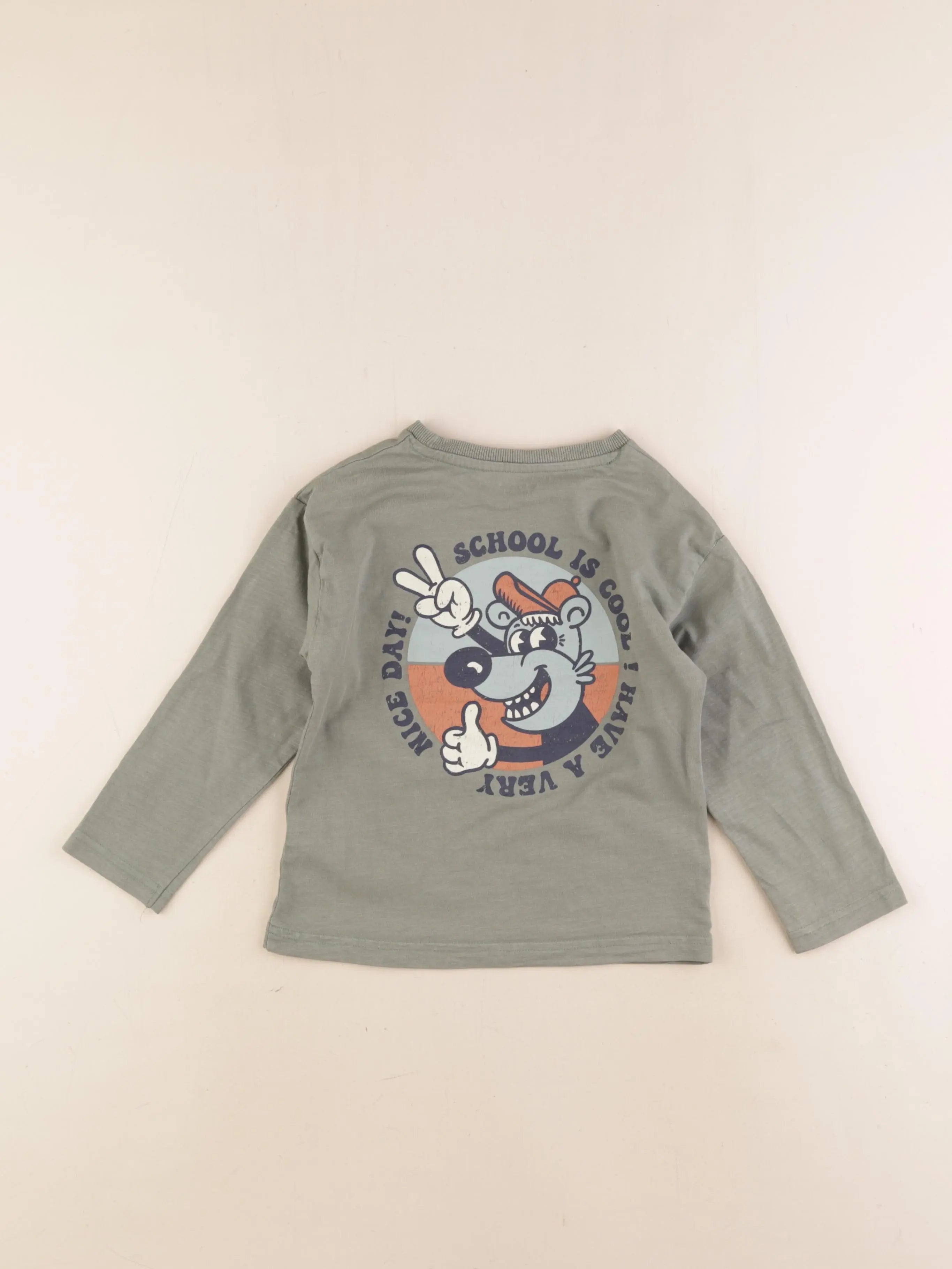 Vertbaudet - tee-shirt réversible, imprimé au dos vert - 5 ans