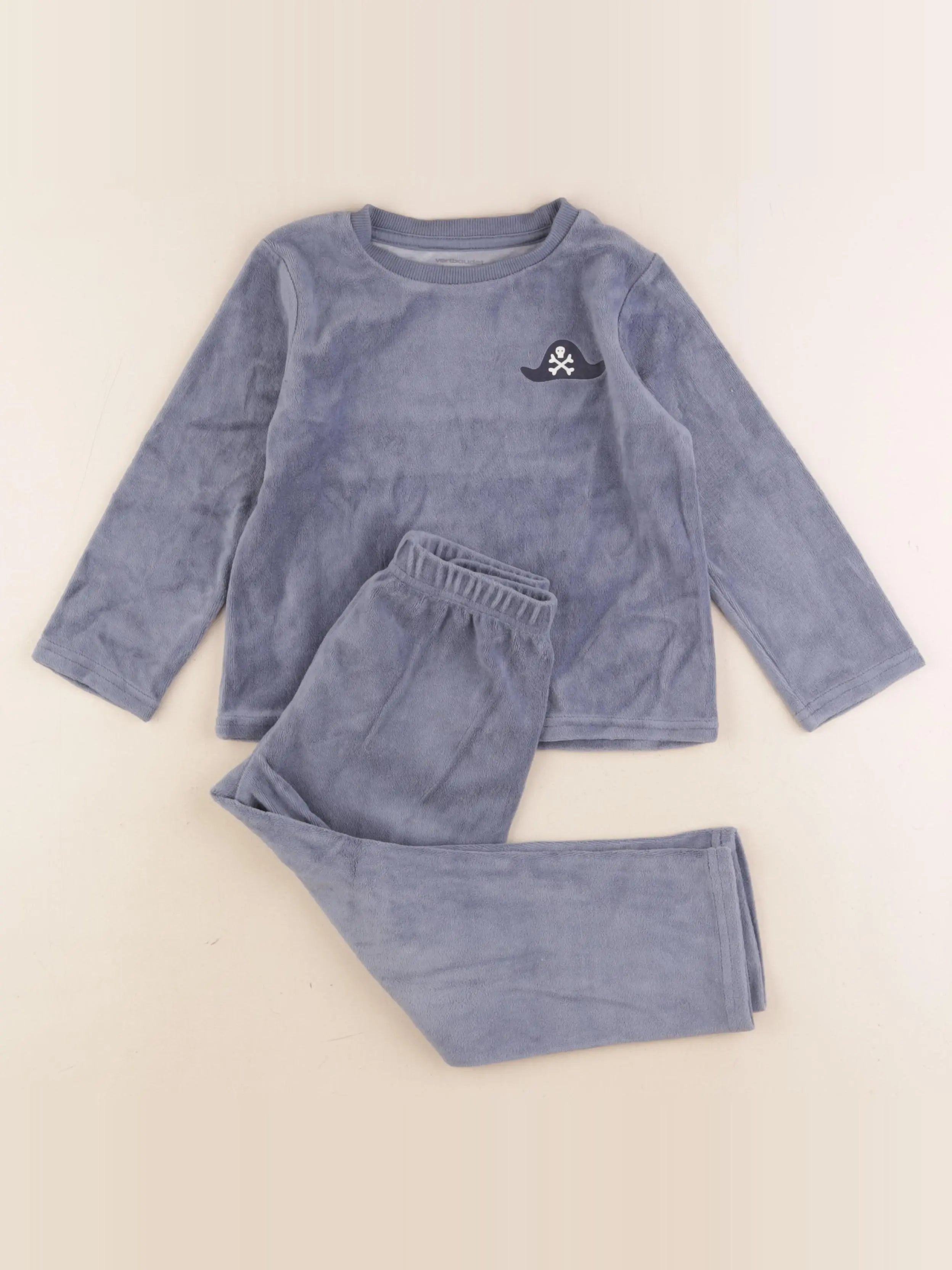 Vertbaudet - pyjama velours bleu - 4 ans