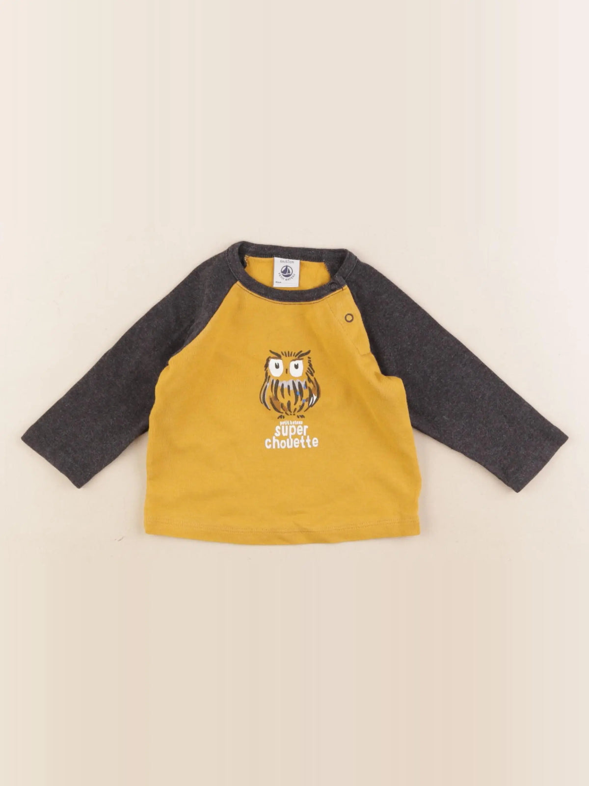 Petit Bateau - tee-shirt jaune, gris - 6 mois