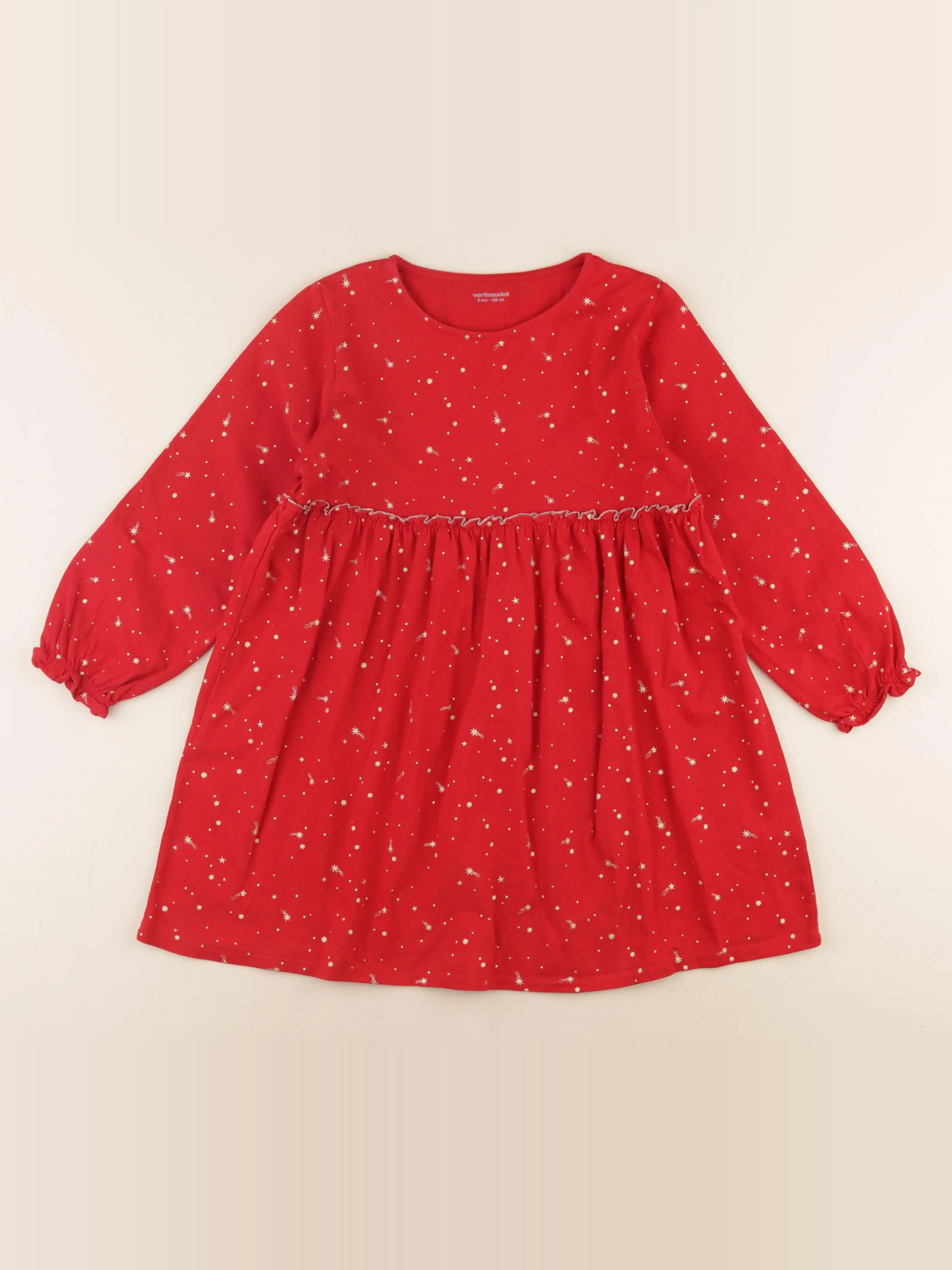 Vertbaudet - robe rouge, or - 8 ans