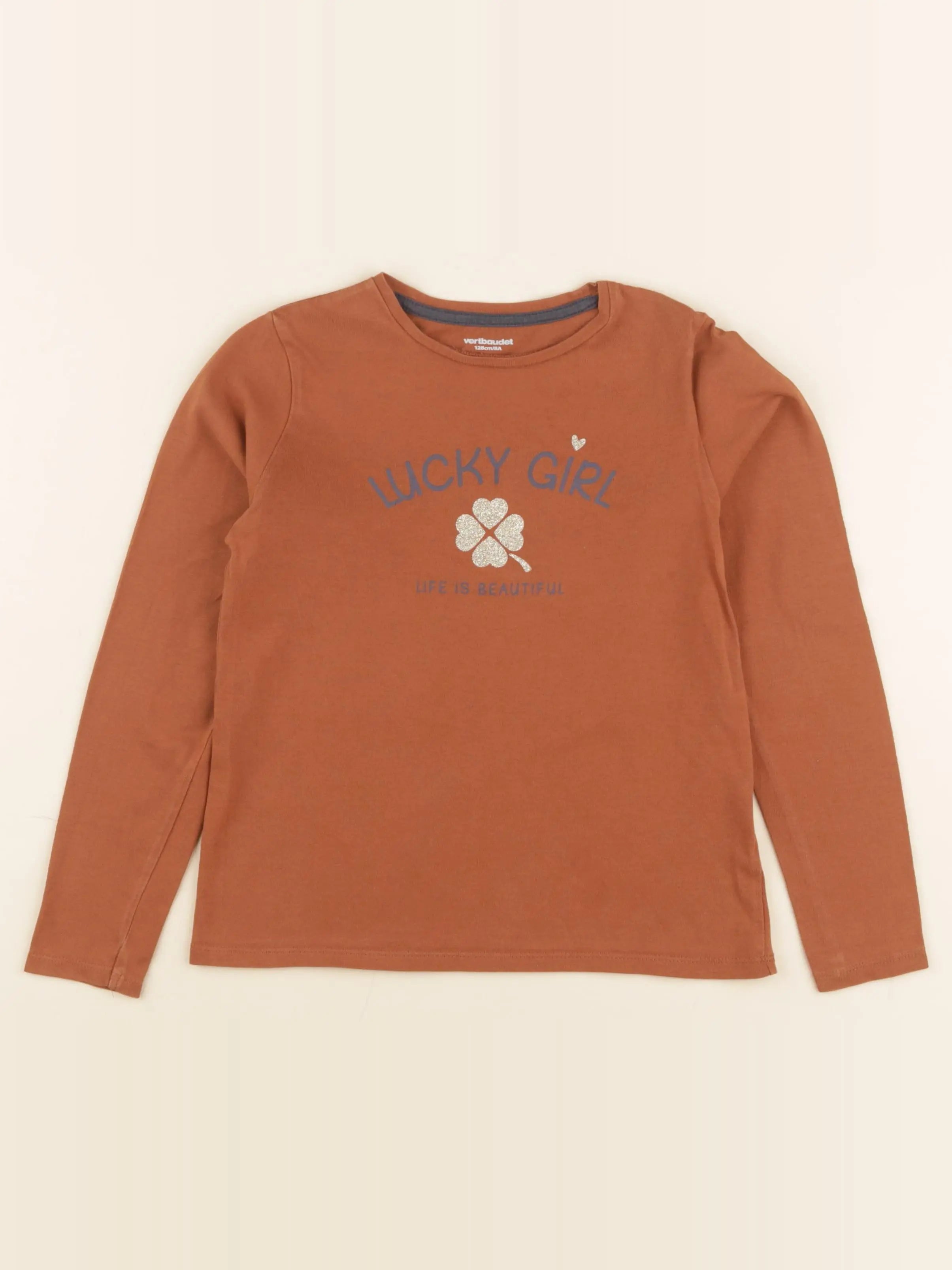 Vertbaudet - tee-shirt marron - 8 ans