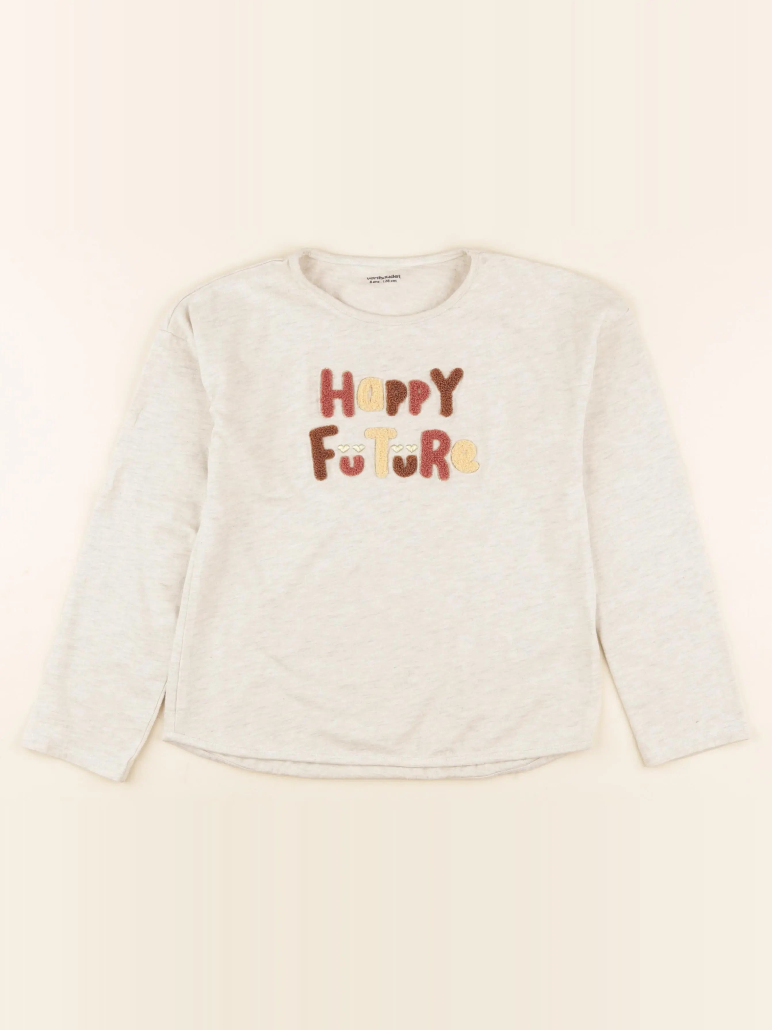 Vertbaudet - tee-shirt beige - 8 ans