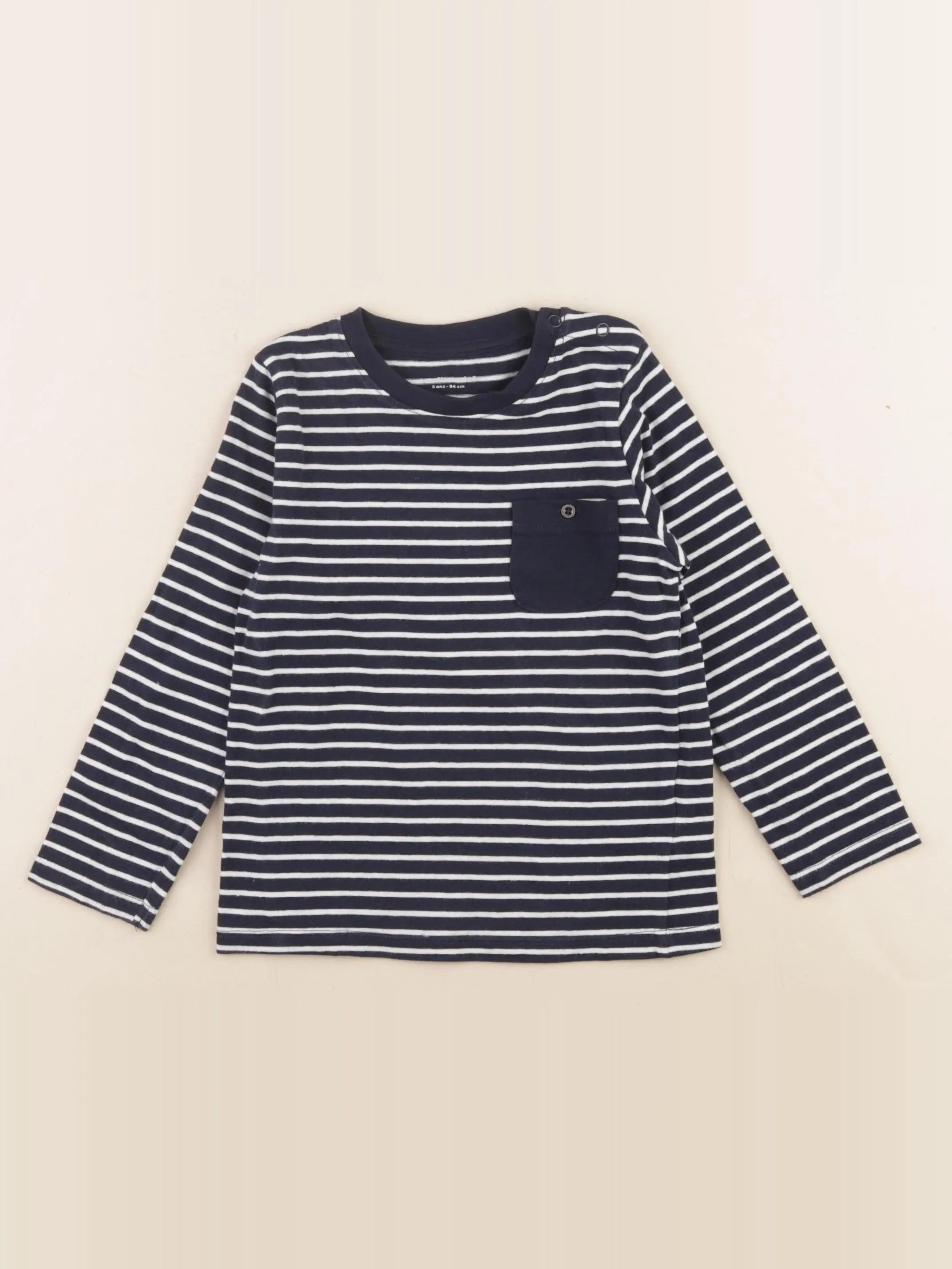 Vertbaudet - tee-shirt bleu, blanc - 3 ans
