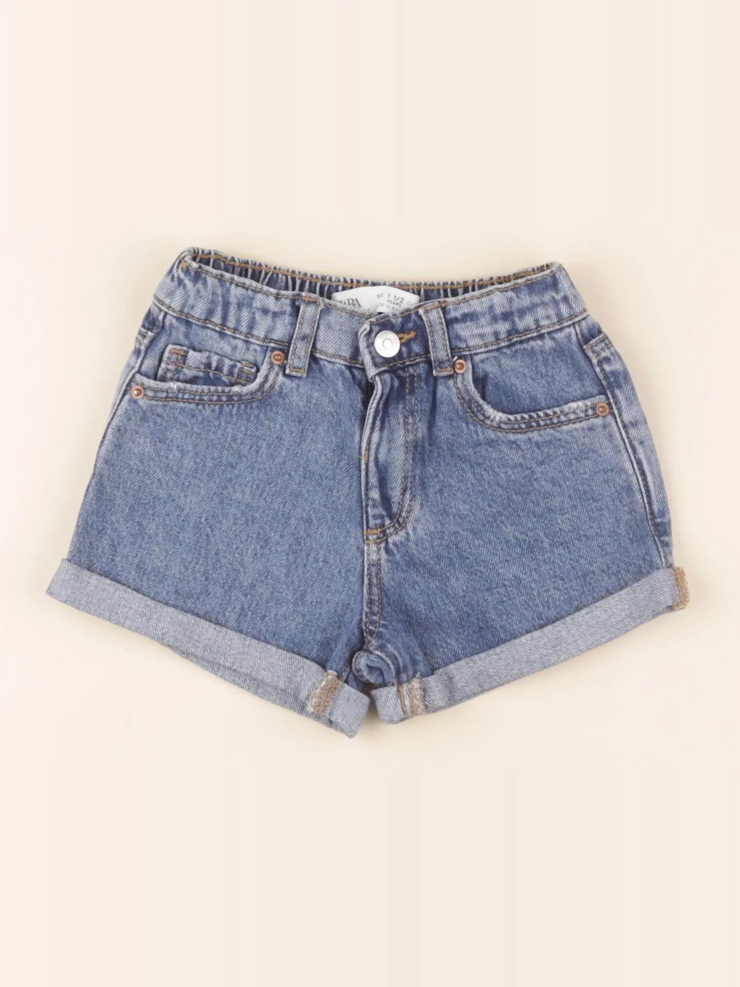 Zara - short bleu - 12/18 mois