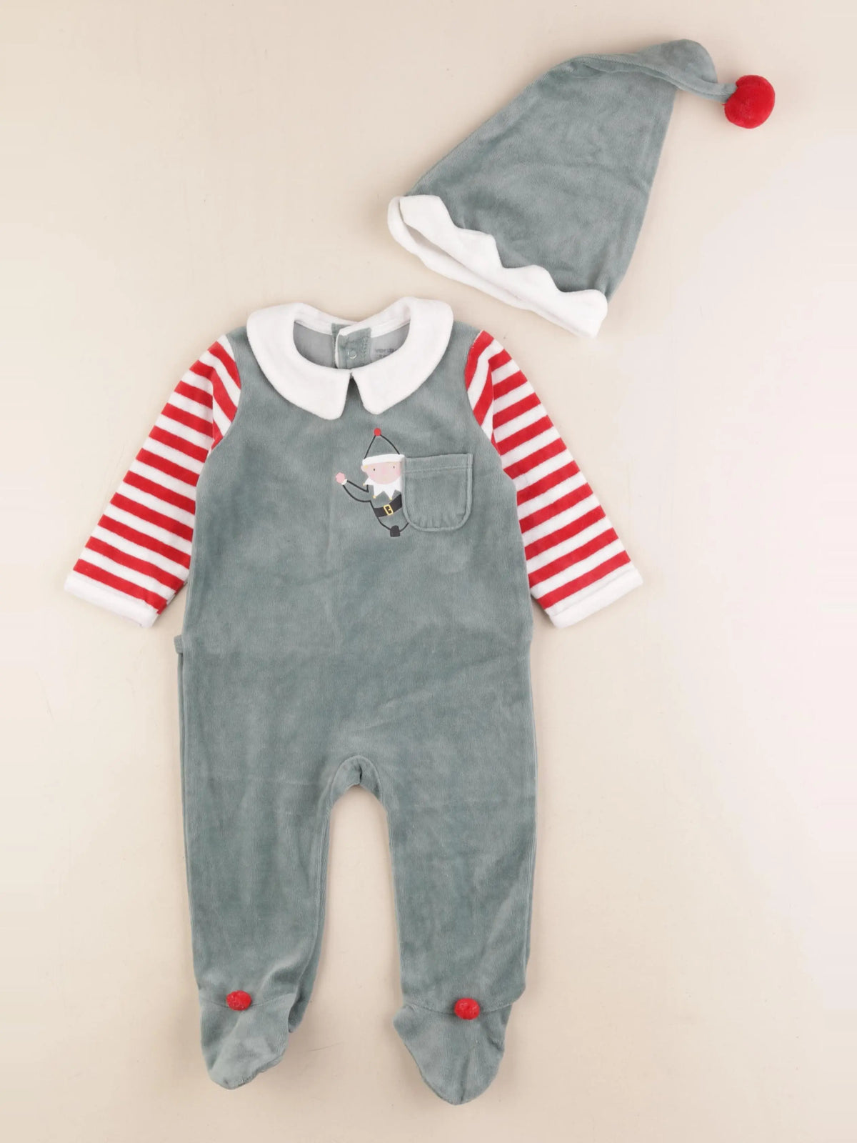 Vertbaudet - pyjama velours vert - 9 mois
