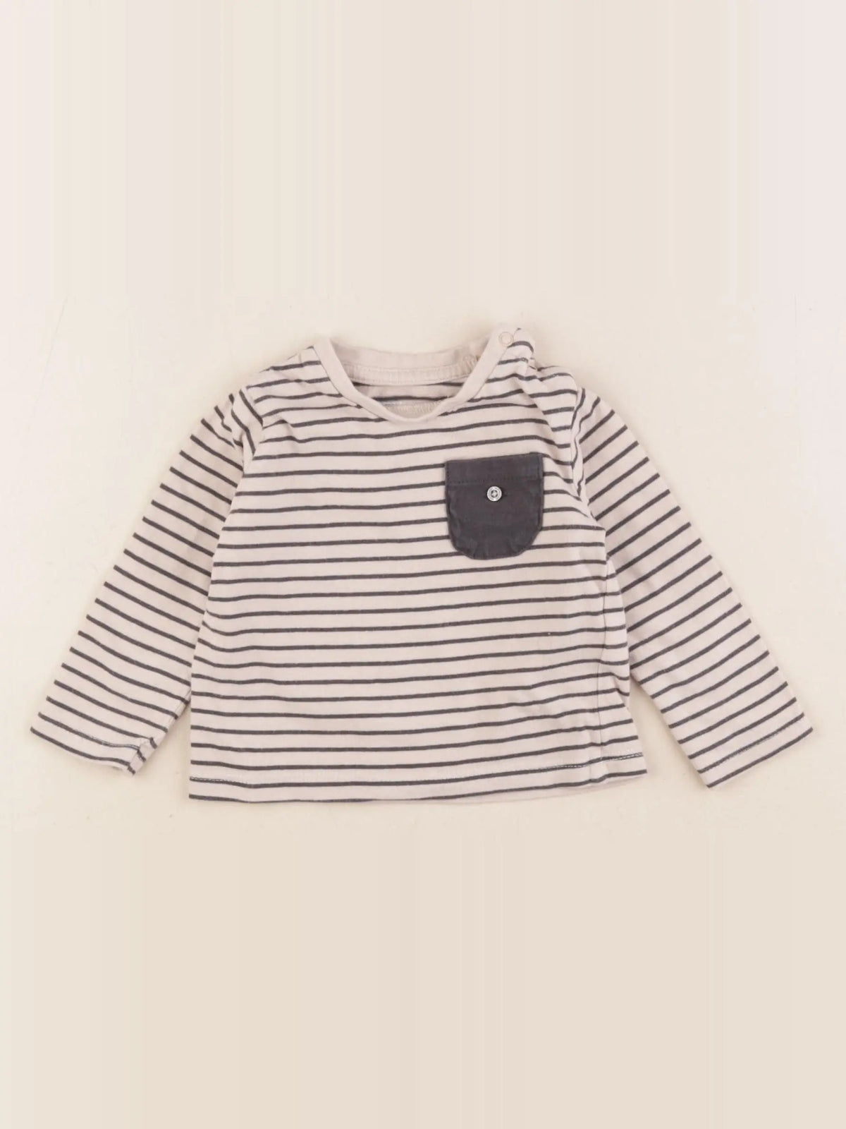 Vertbaudet - tee-shirt beige, noir - 6 mois