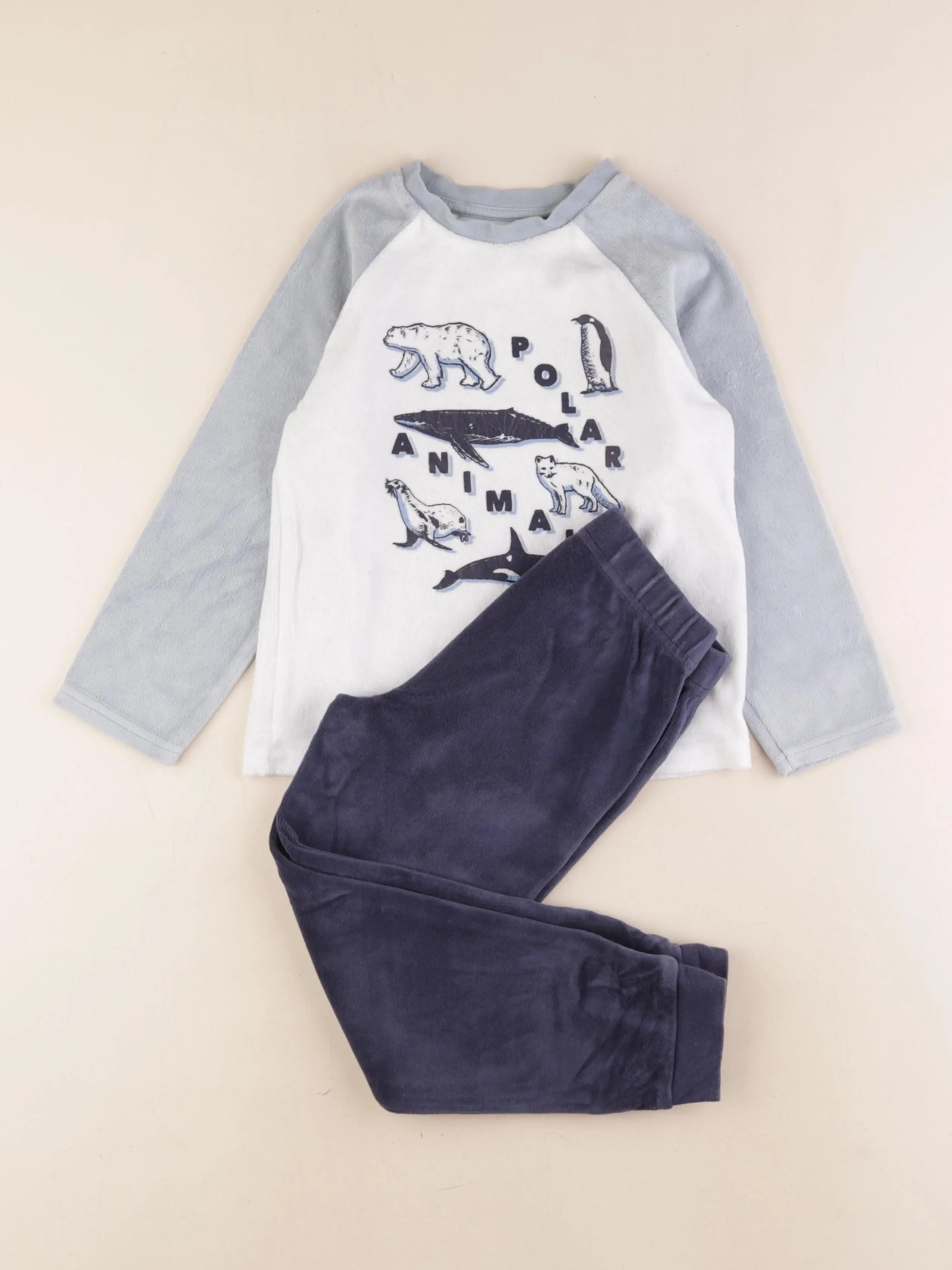 Vertbaudet - pyjama velours blanc, bleu - 6 ans