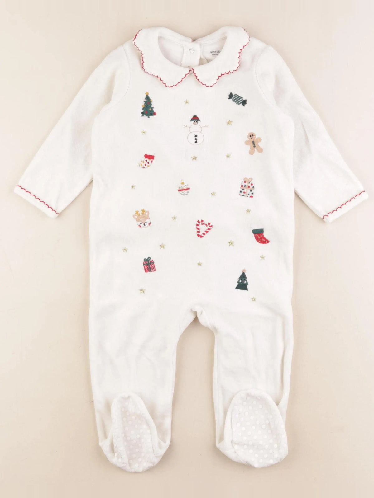 Vertbaudet - pyjama velours blanc - 18 mois