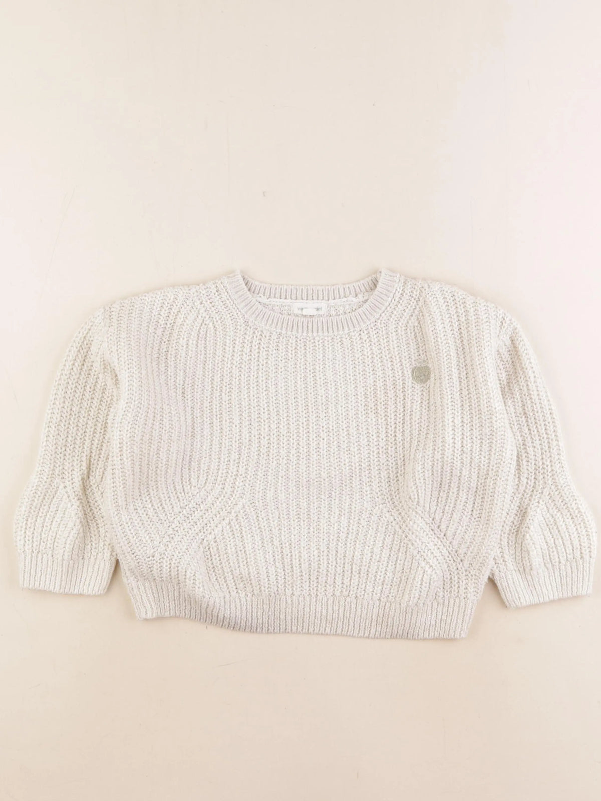 Vertbaudet - pull beige, or - 5 ans
