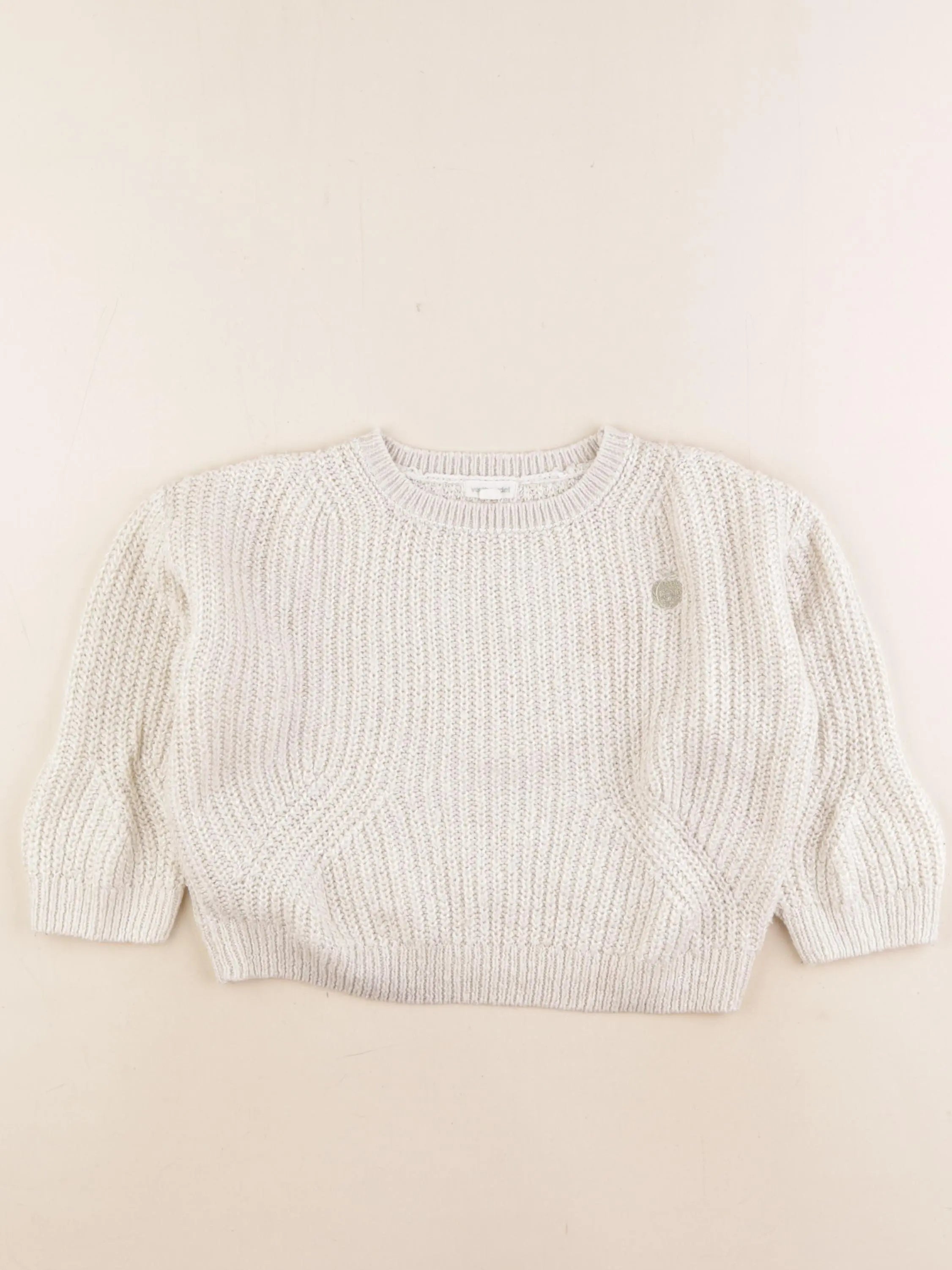 Vertbaudet - pull beige, or - 5 ans