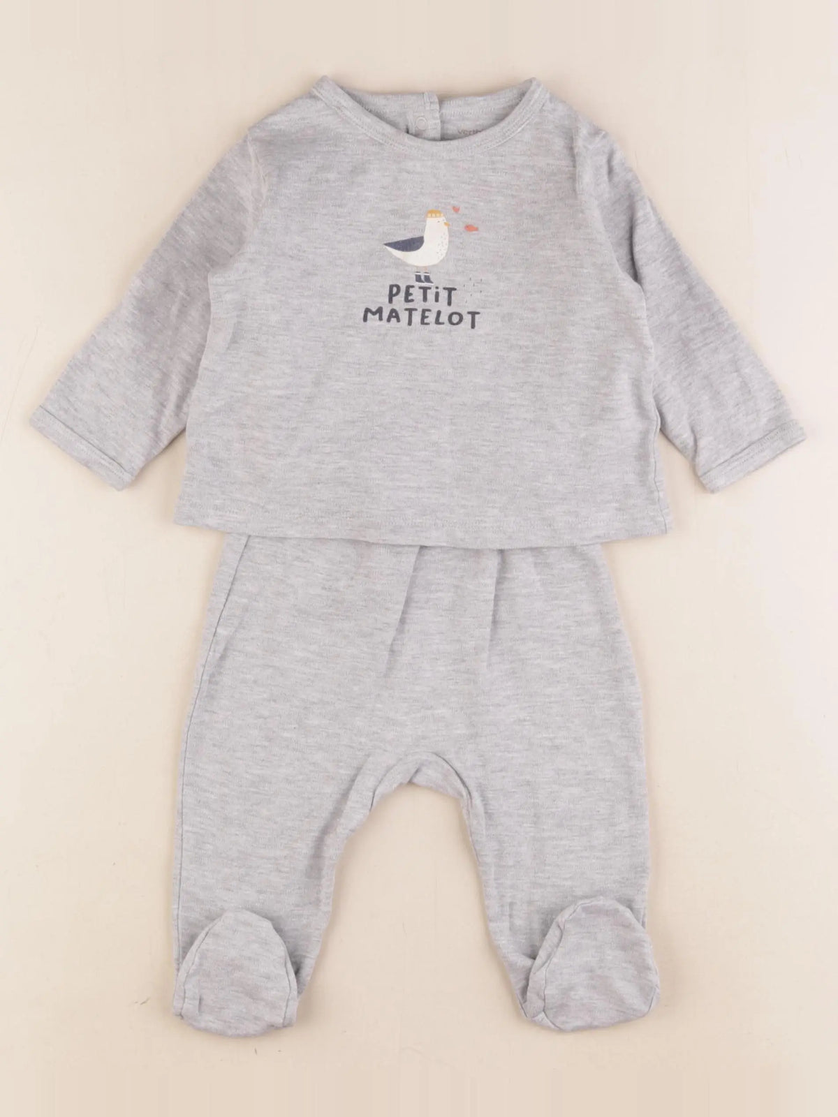 Vertbaudet - pyjama coton gris - 6 mois