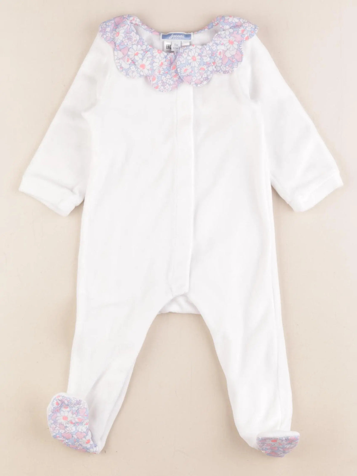 Jacadi - pyjama velours blanc - 6 mois