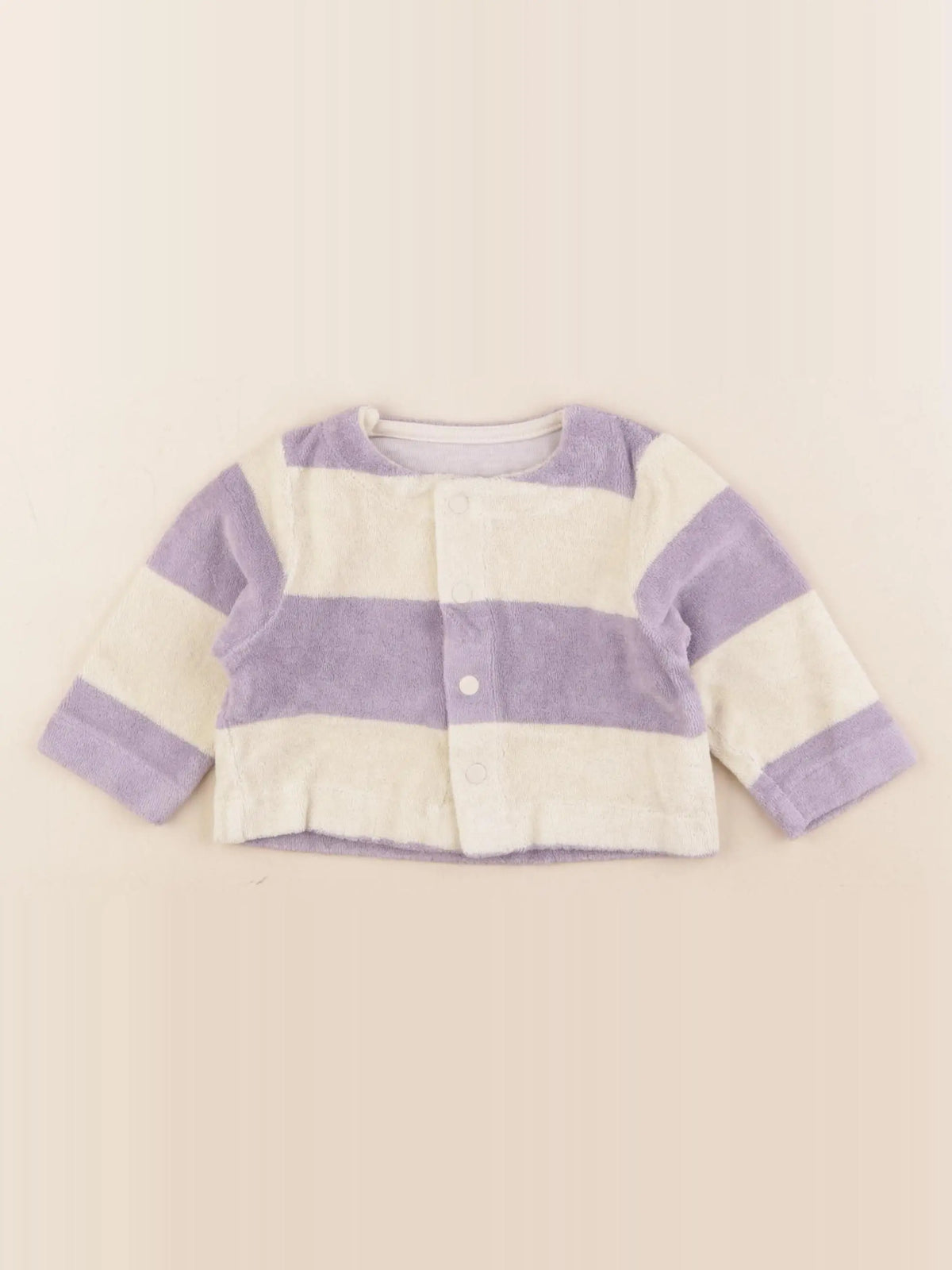 Poudre Organic - sweat beige, violet - 6 mois