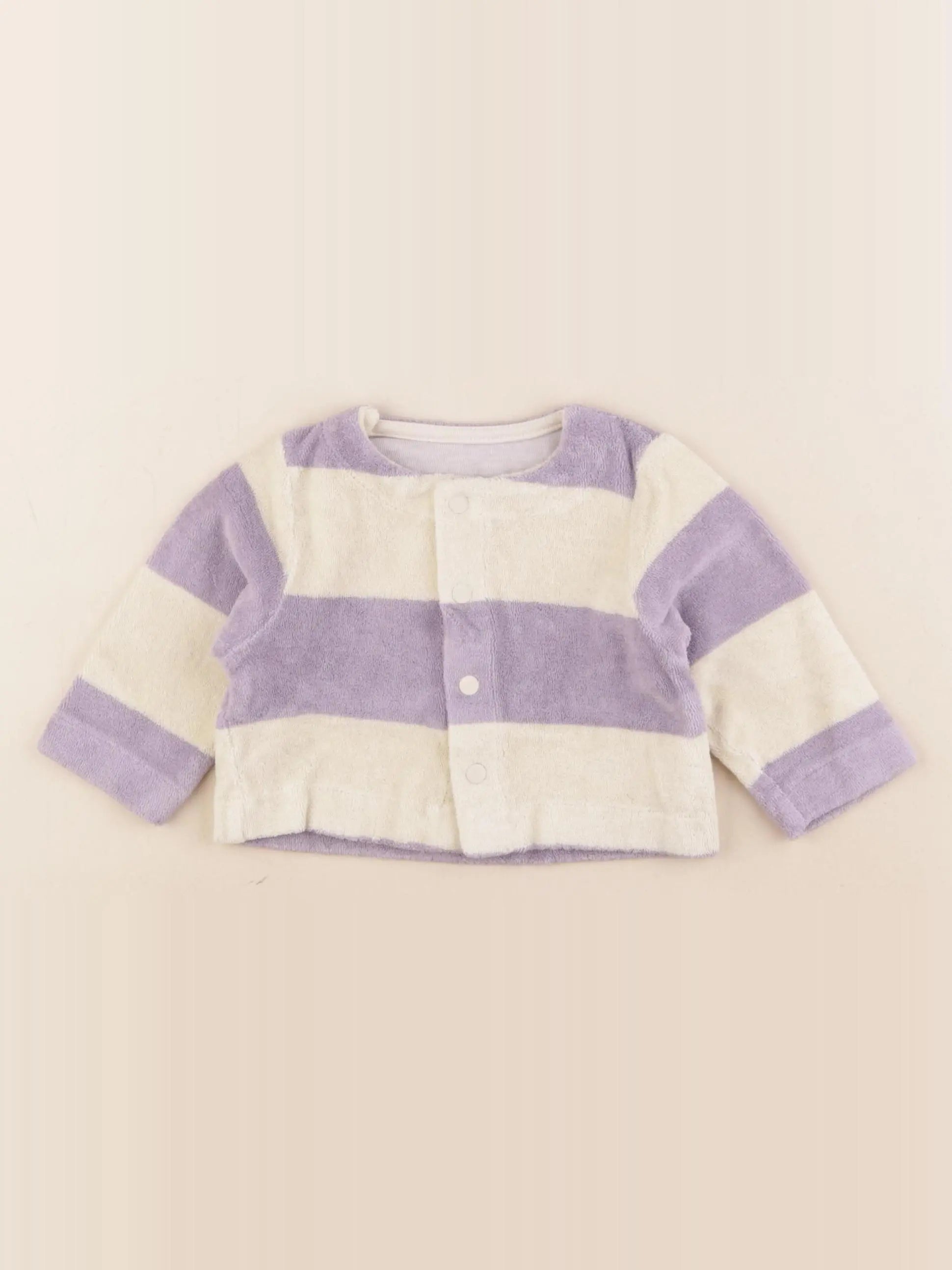 Poudre Organic - sweat beige, violet - 6 mois