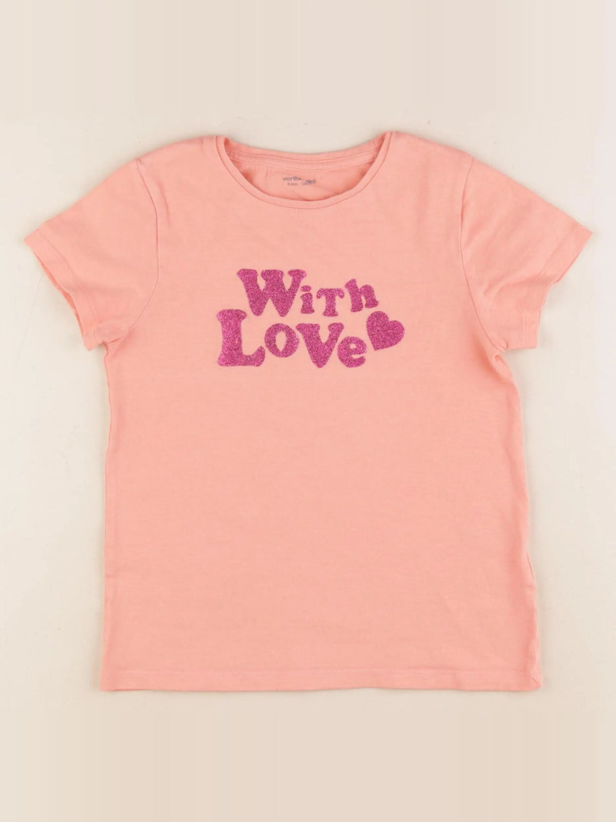 Vertbaudet - tee-shirt blanc, orange - 8 ans