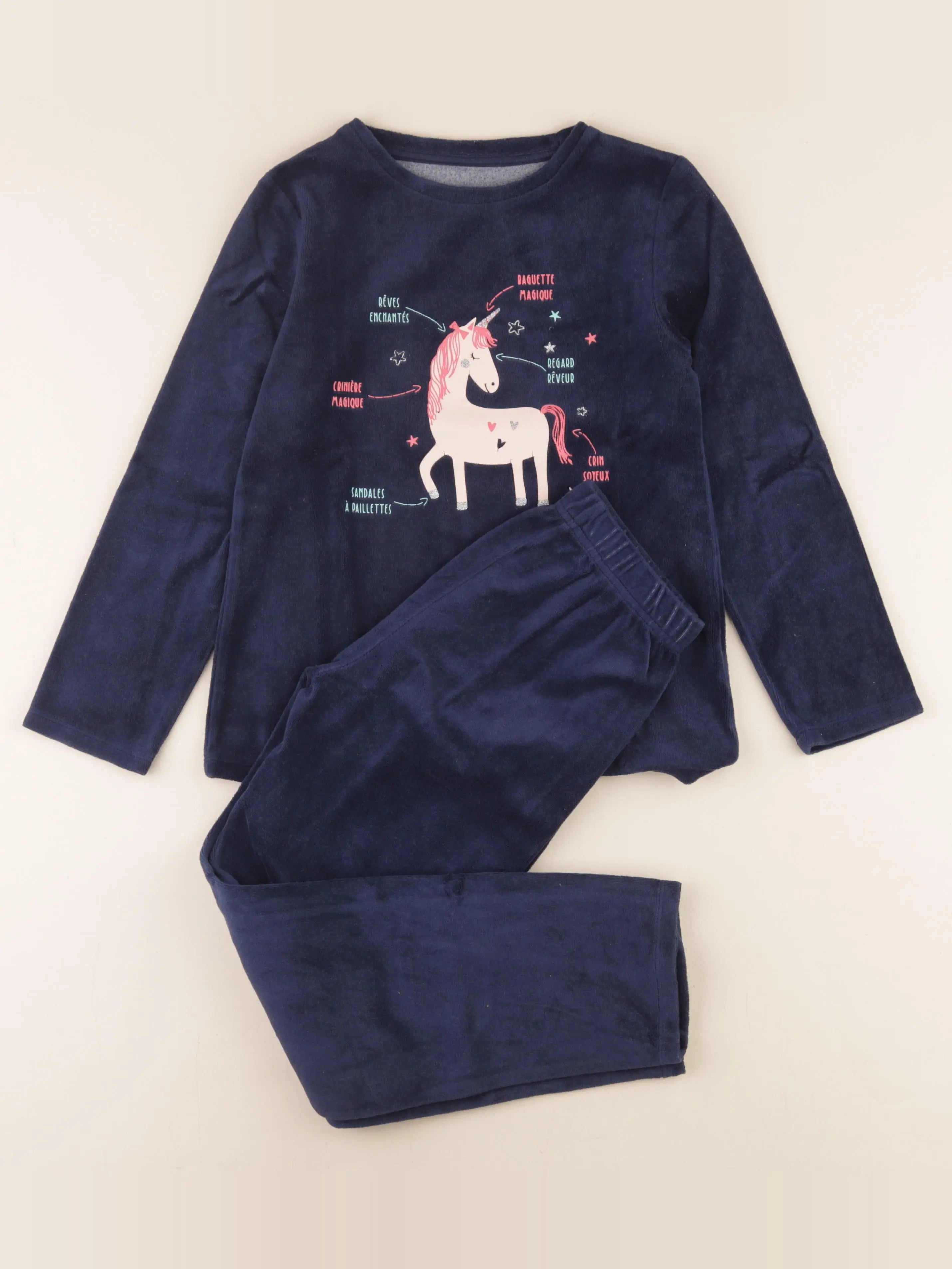 Vertbaudet - pyjama velours bleu - 10 ans