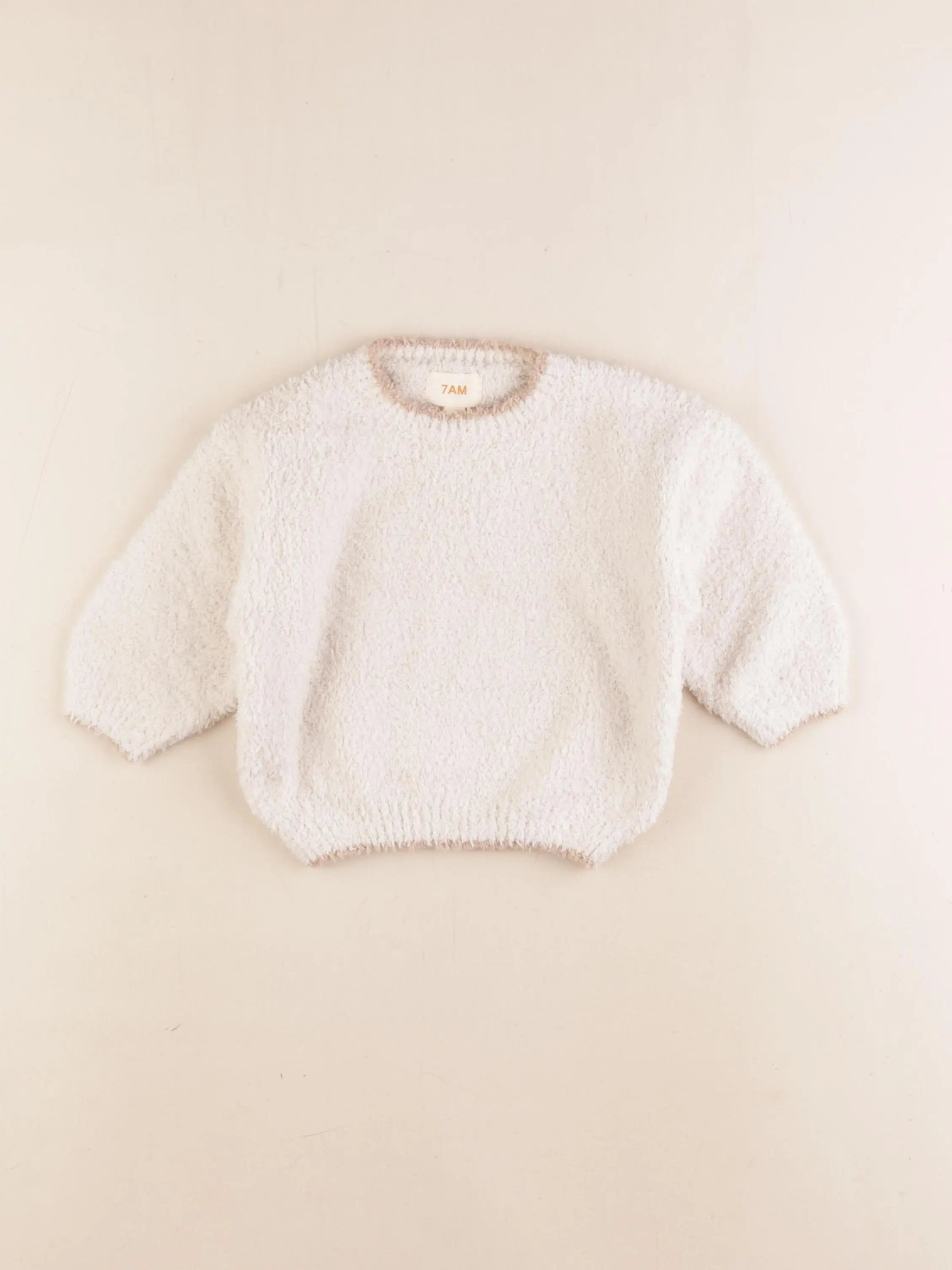 7 AM - pull blanc - 6/9 mois