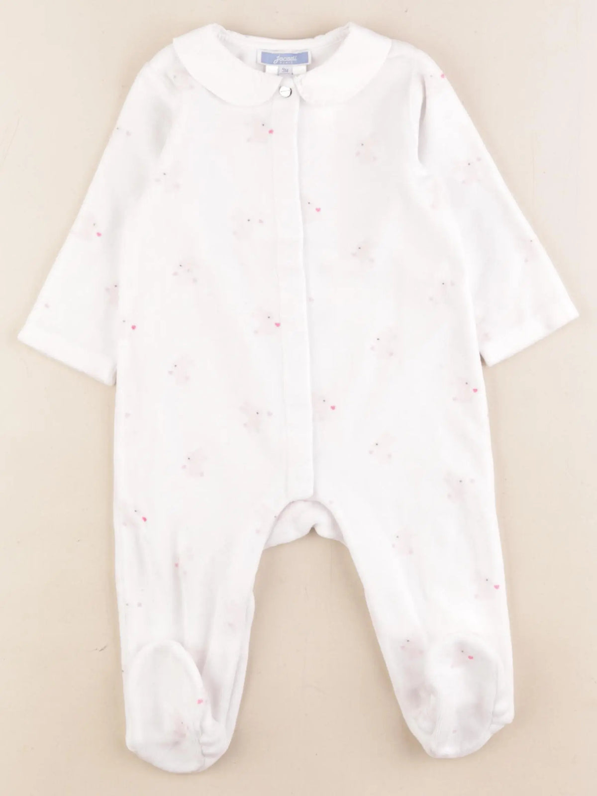 Jacadi - pyjama velours blanc, rose - 9 mois