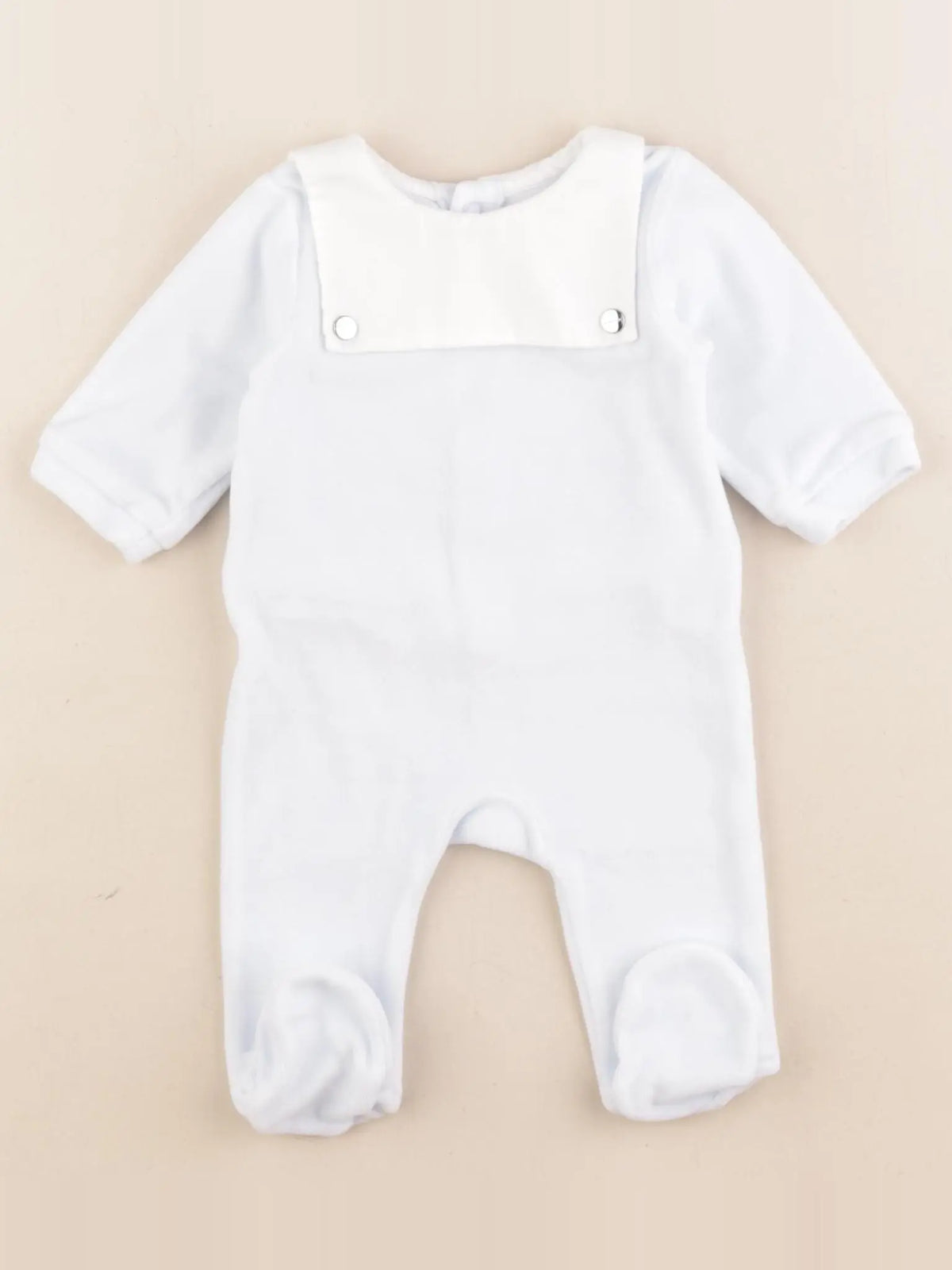Jacadi - pyjama velours blanc, bleu - 1 mois
