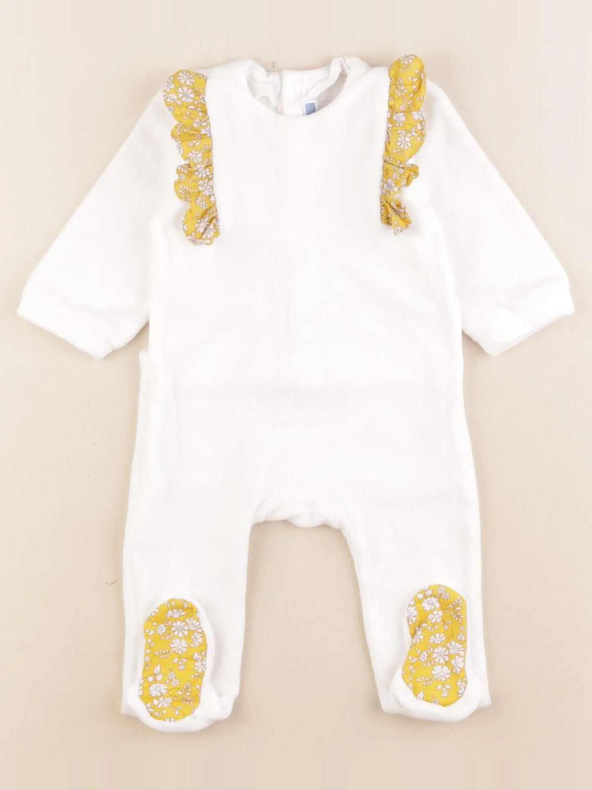 Jacadi - pyjama velours blanc, jaune - 6 mois