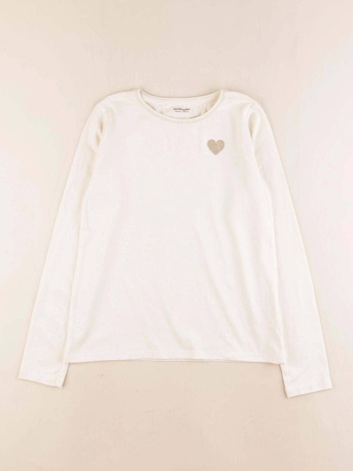 Vertbaudet - tee-shirt beige, or - 10 ans