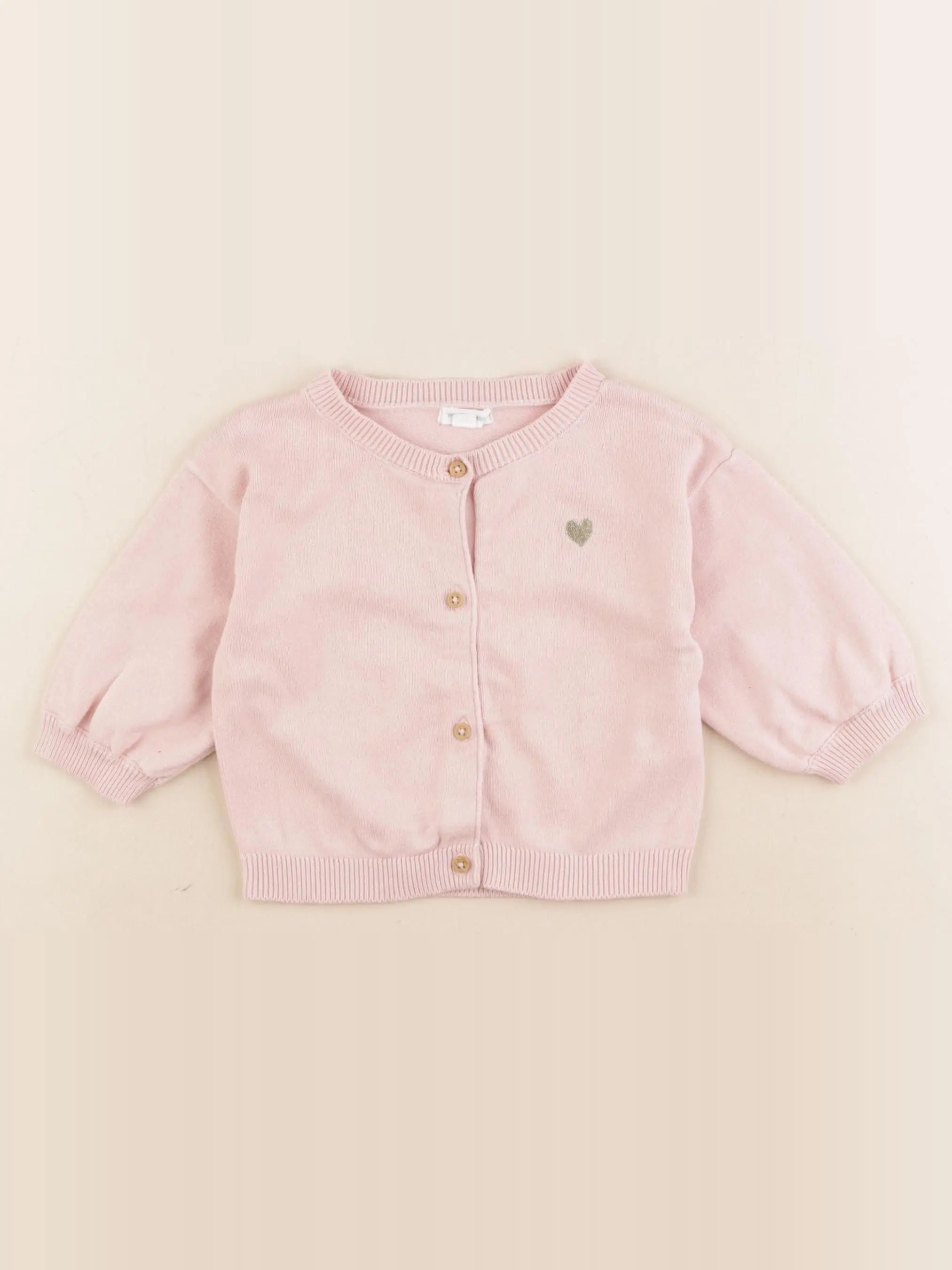 Vertbaudet - gilet rose - 9 mois