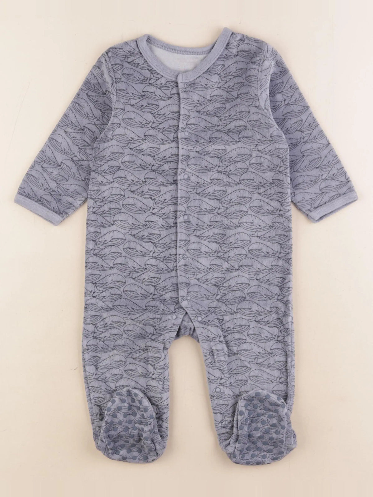 Vertbaudet - pyjama velours bleu - 12 mois