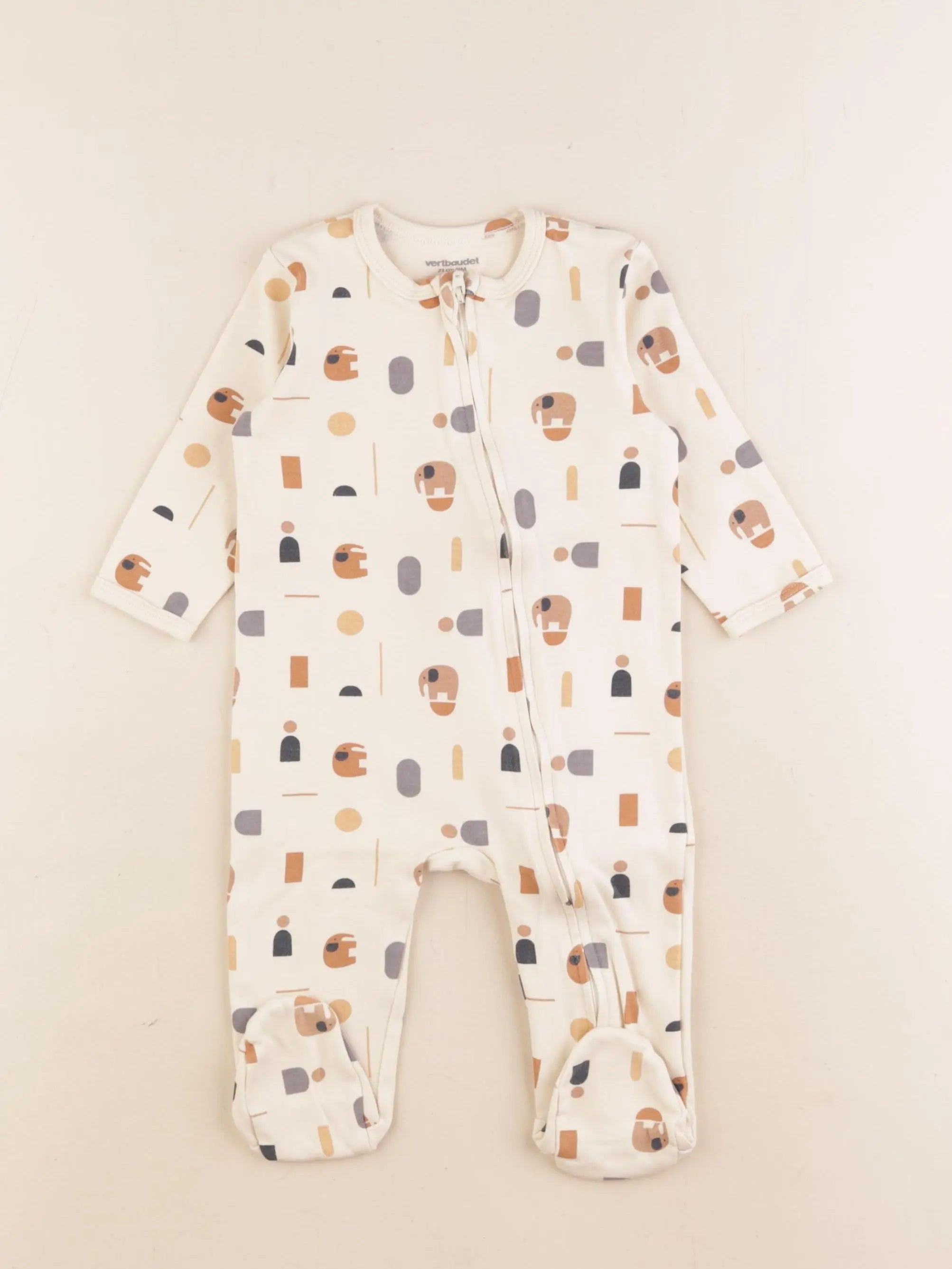 Vertbaudet - pyjama coton beige - 9 mois