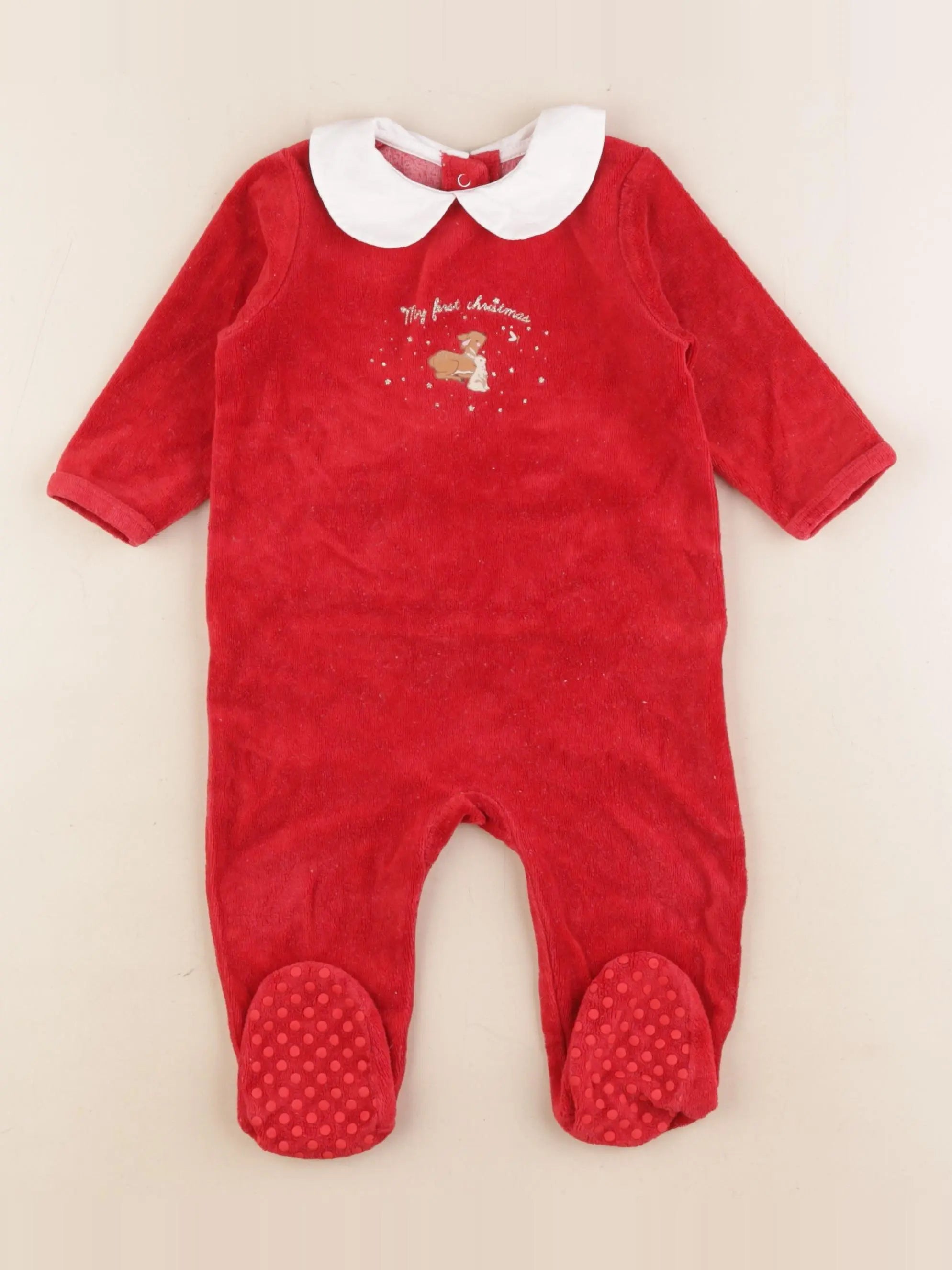 Vertbaudet - pyjama velours rouge - 9 mois