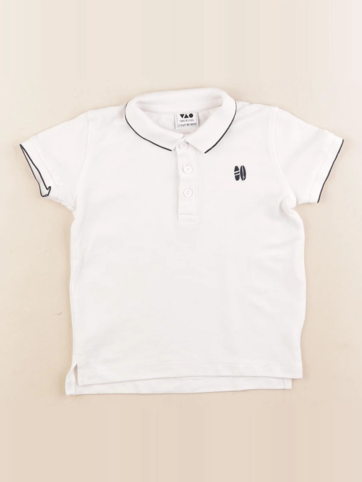 Tape à l'oeil - polo blanc, bleu - 2/3 ans