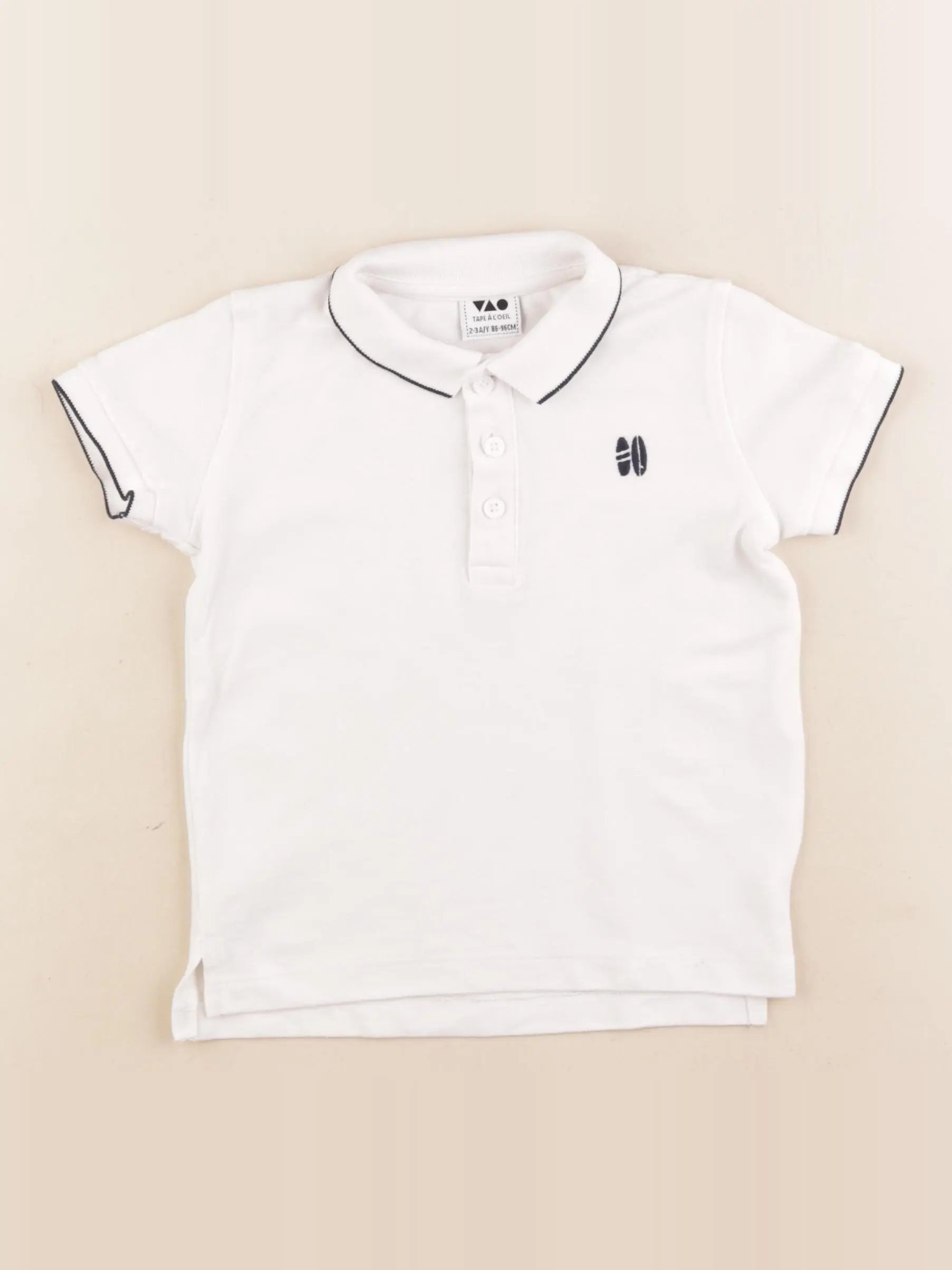 Tape à l'oeil - polo blanc, bleu - 2/3 ans