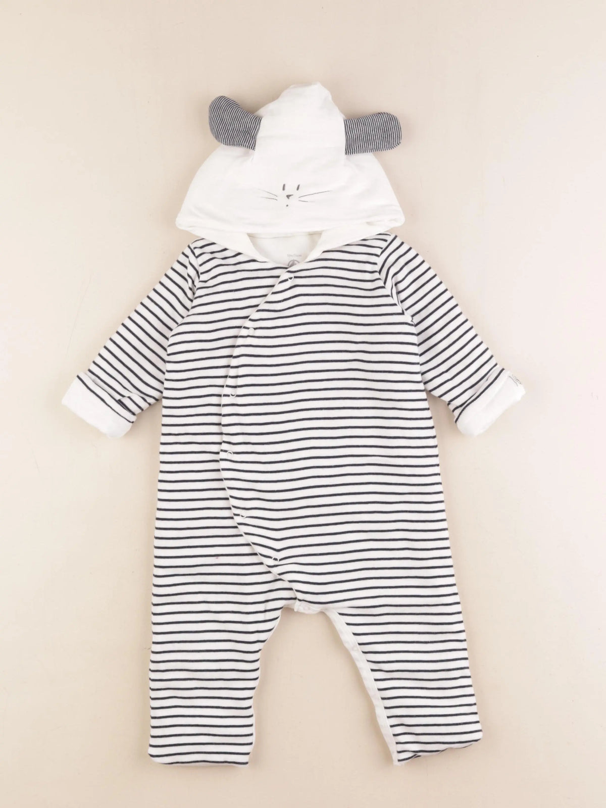 Petit Bateau - combinaison bleu, blanc - 12 mois