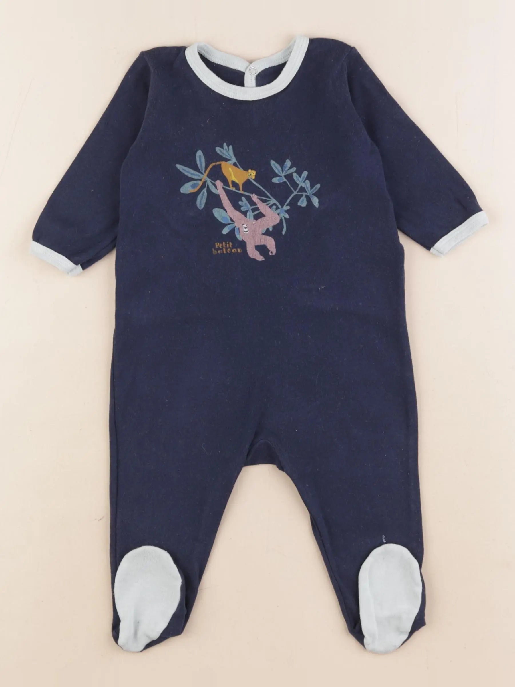 Petit Bateau - pyjama coton bleu - 6 mois