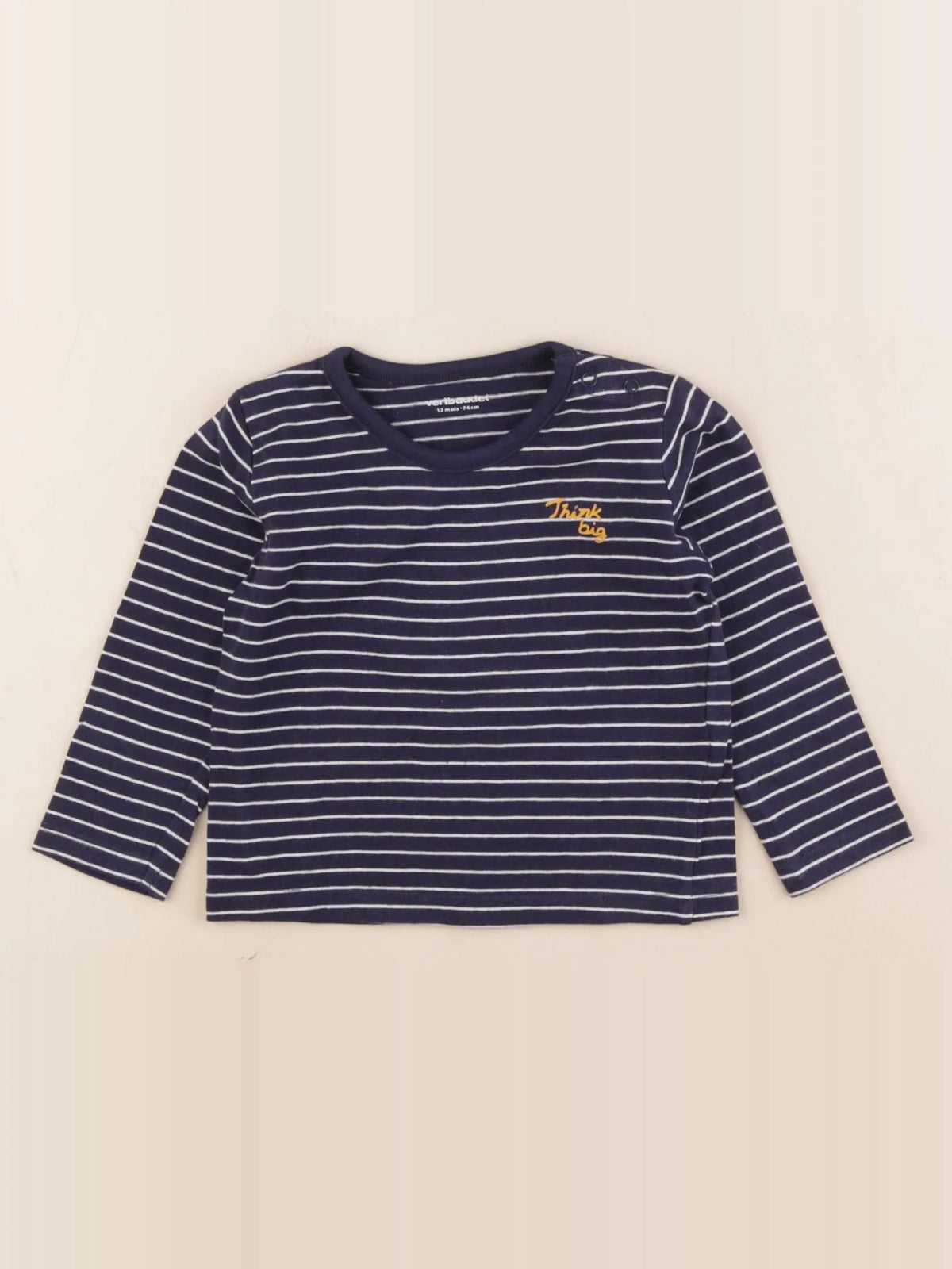 Vertbaudet - tee-shirt bleu, blanc - 12 mois
