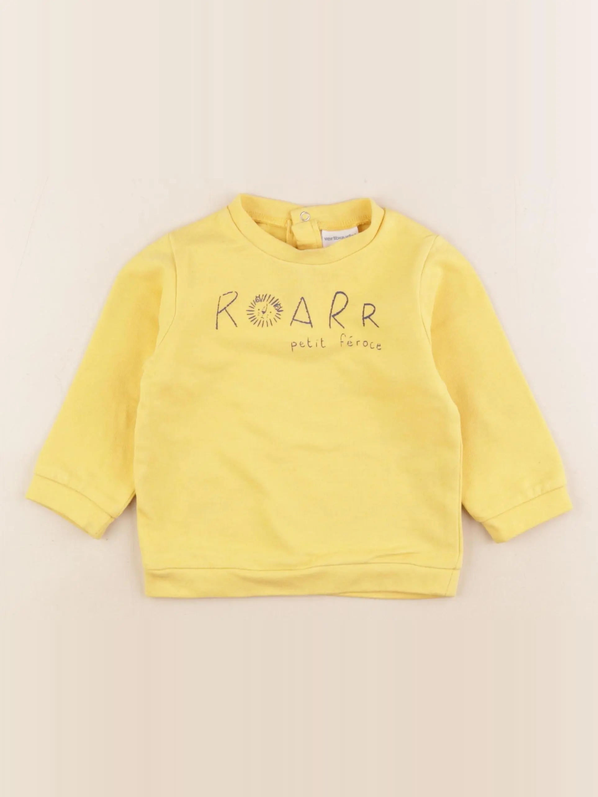 Vertbaudet - sweat jaune - 12 mois