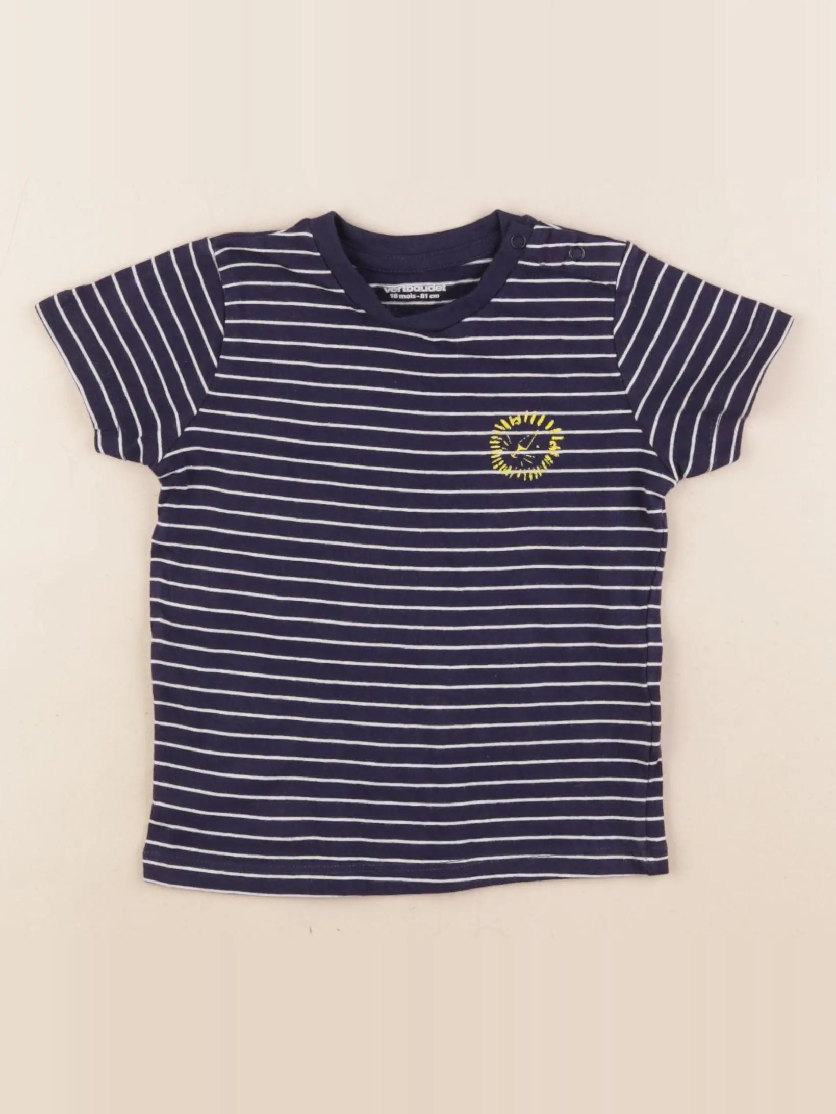 Vertbaudet - tee-shirt bleu, blanc - 18 mois