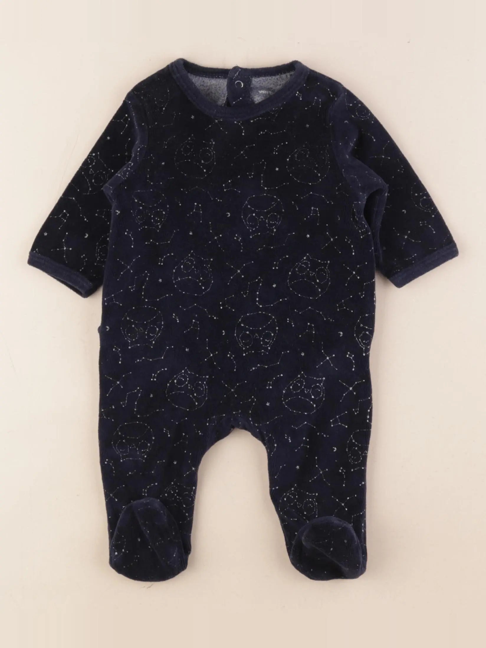 Vertbaudet - pyjama velours bleu - 3 mois