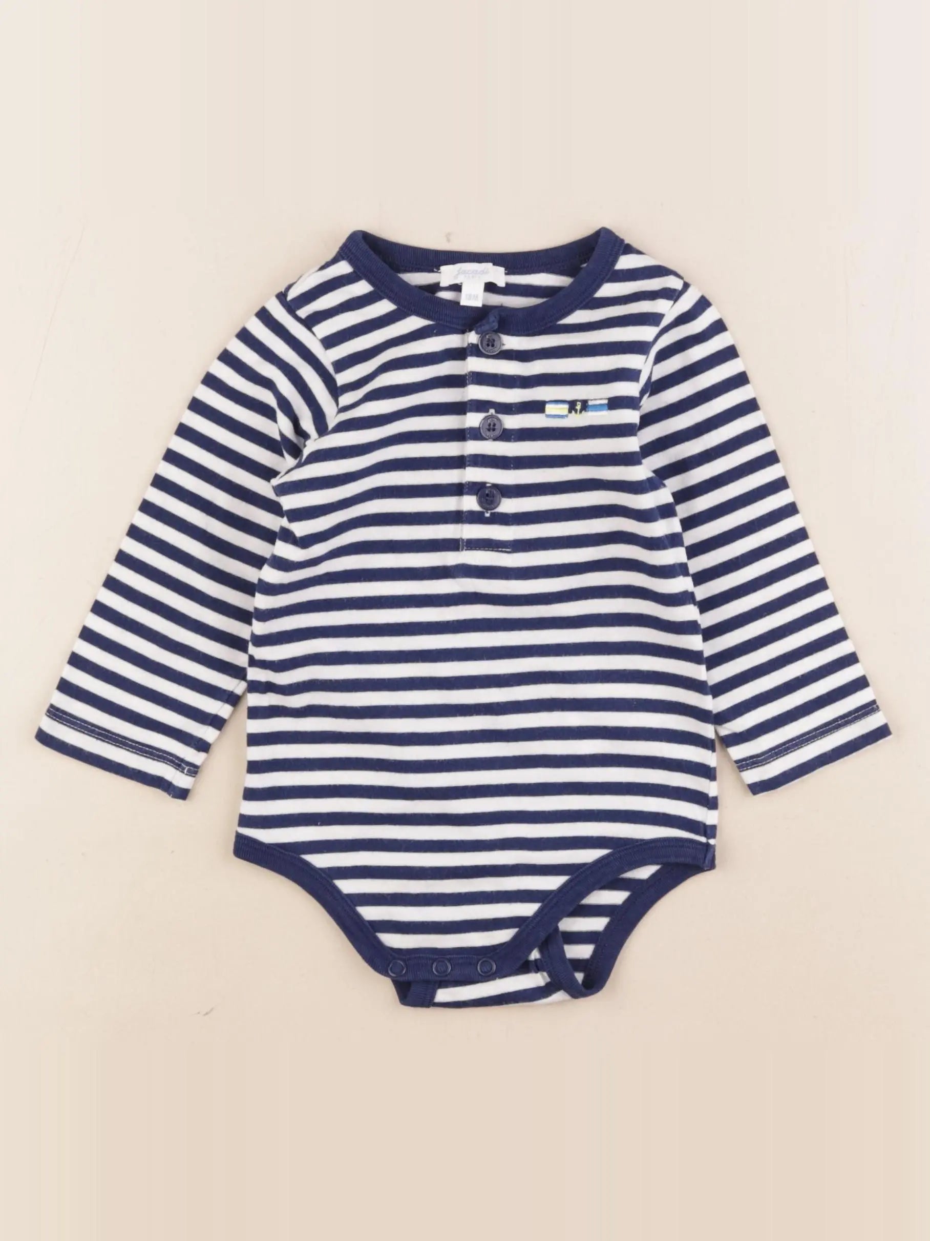 Jacadi - body tee-shirt blanc, bleu - 18 mois