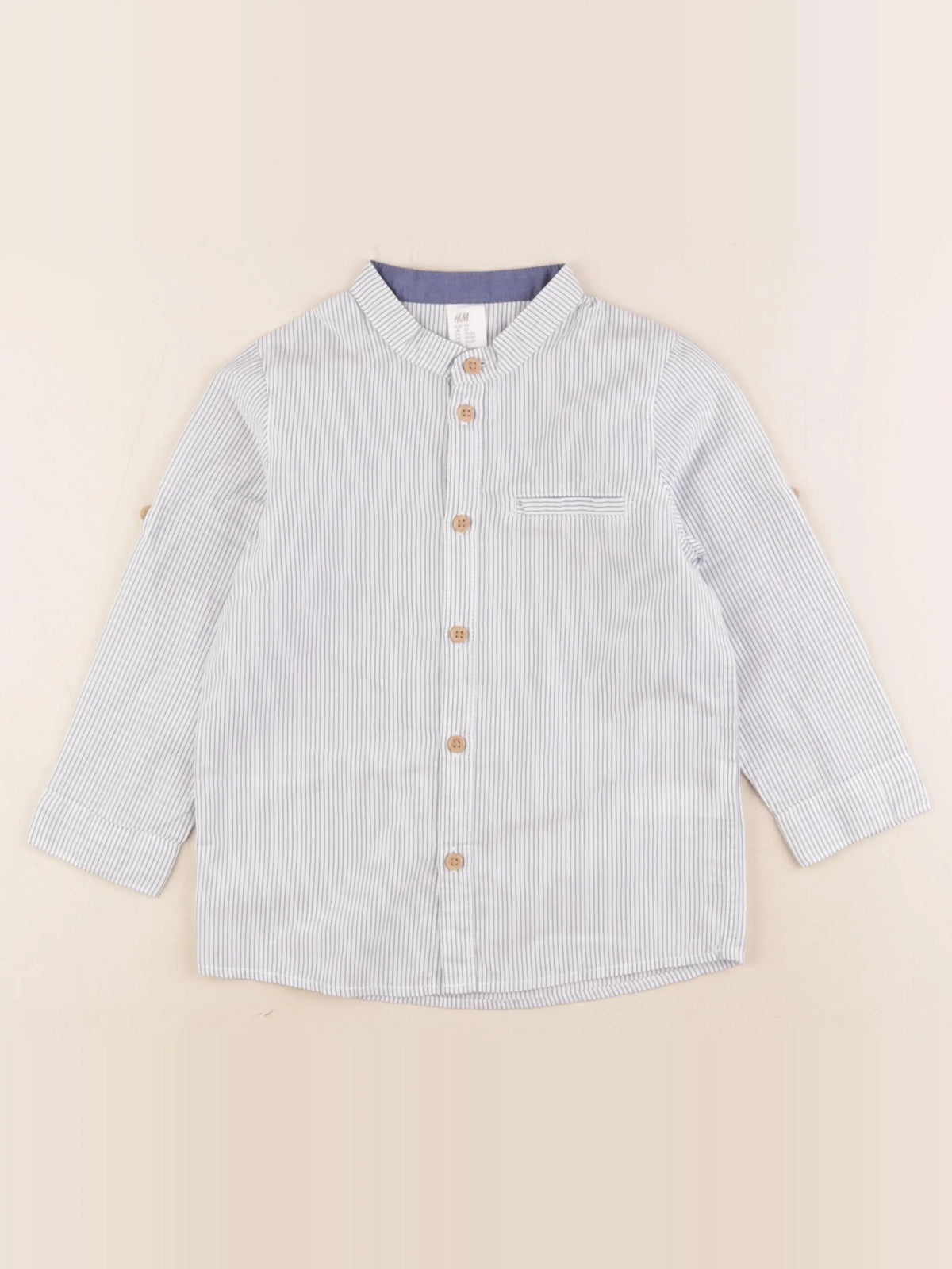 H&M - chemise blanc, bleu - 18/24 mois
